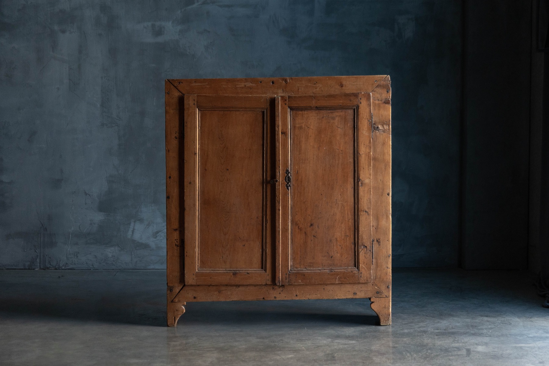 Solid wood folk art storage cabinet
