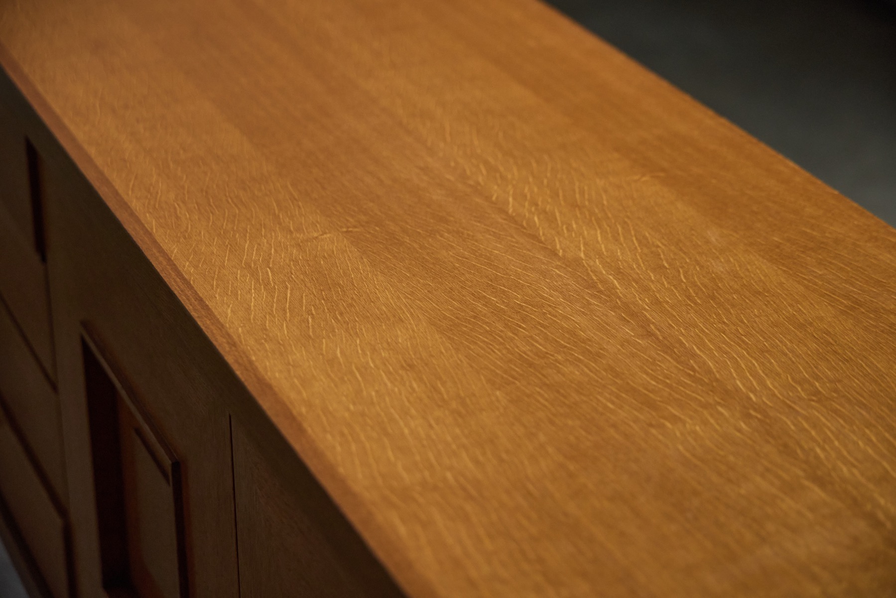 Architectural oak buffet executed in brutalist style