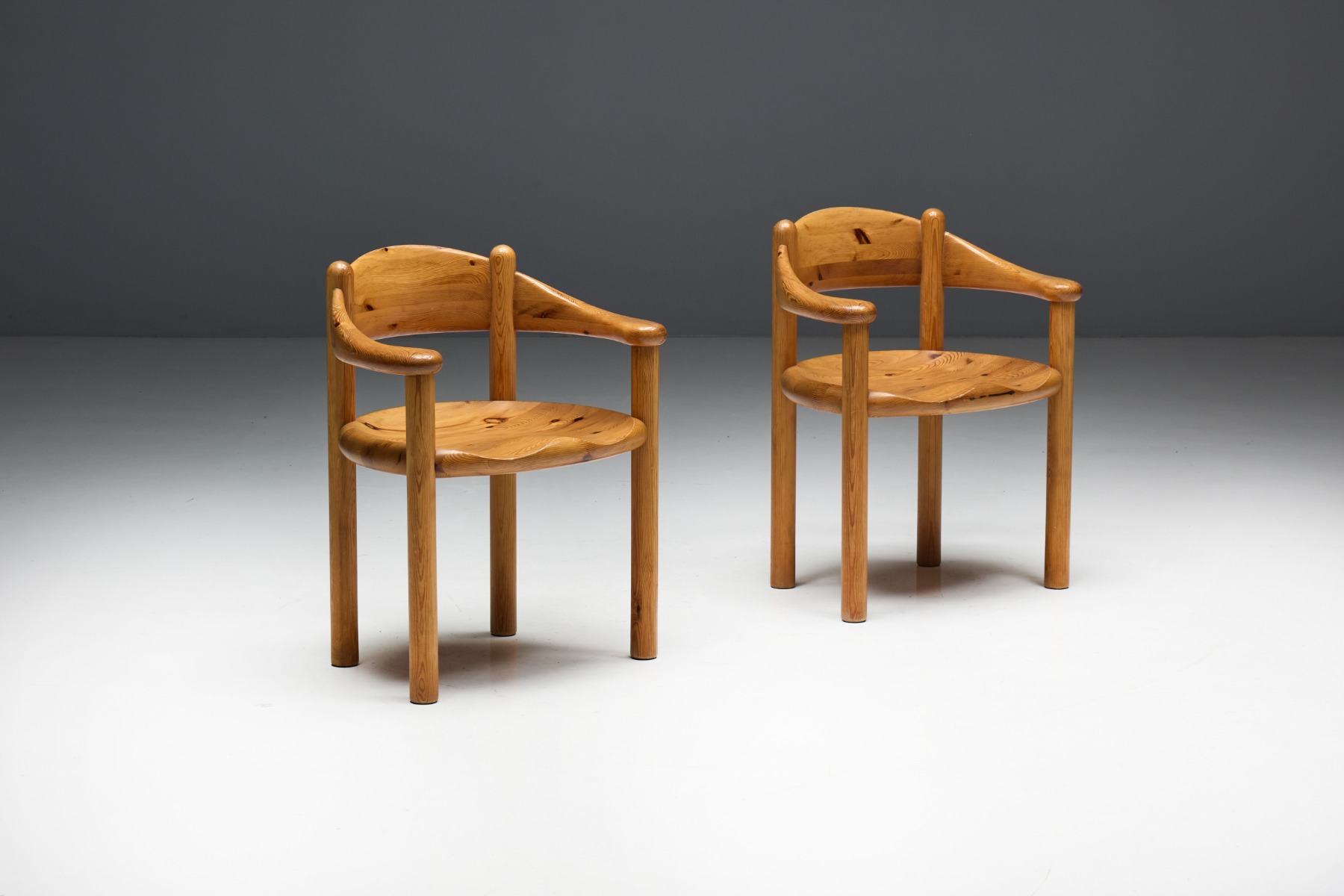 Brutalist influenced pine dining seating from Denmark
