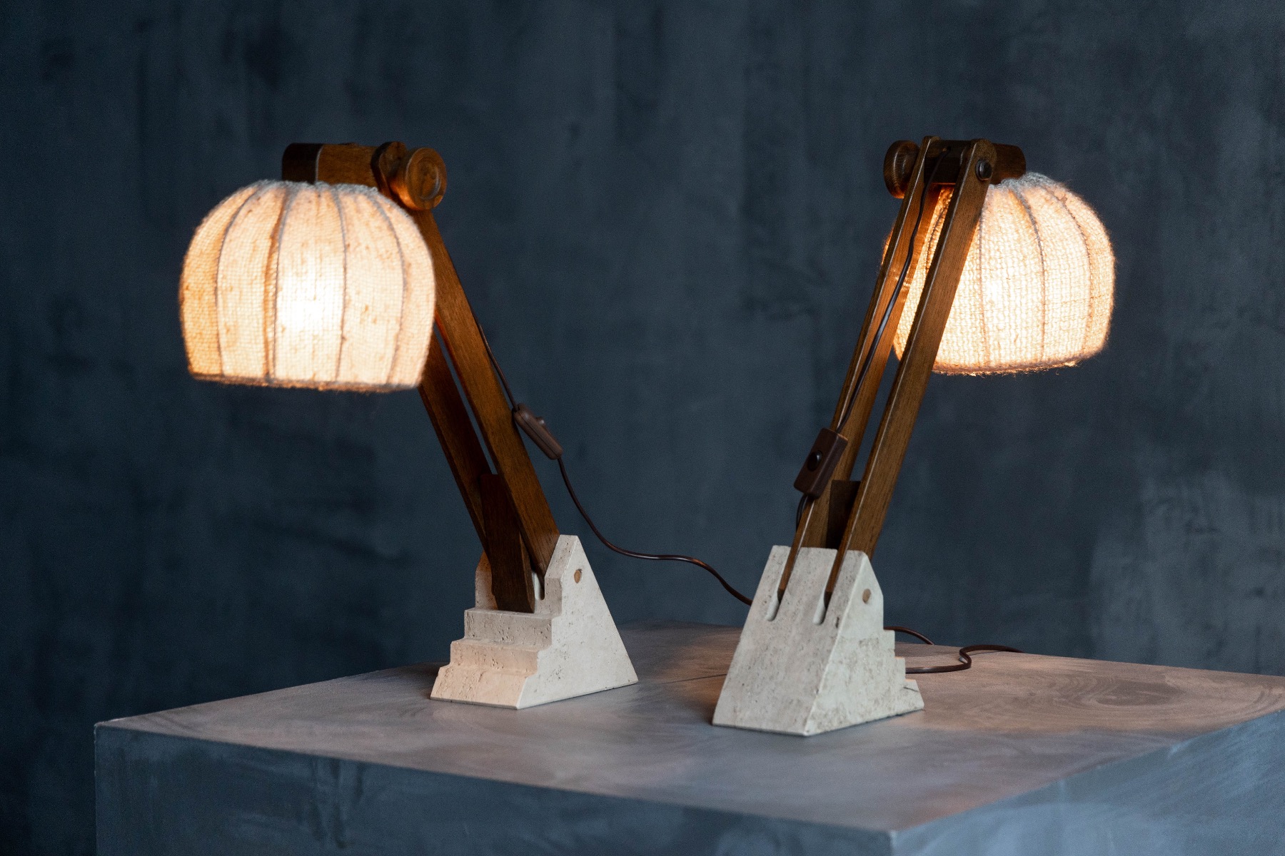Expressive brutalist lamp with geometric structure