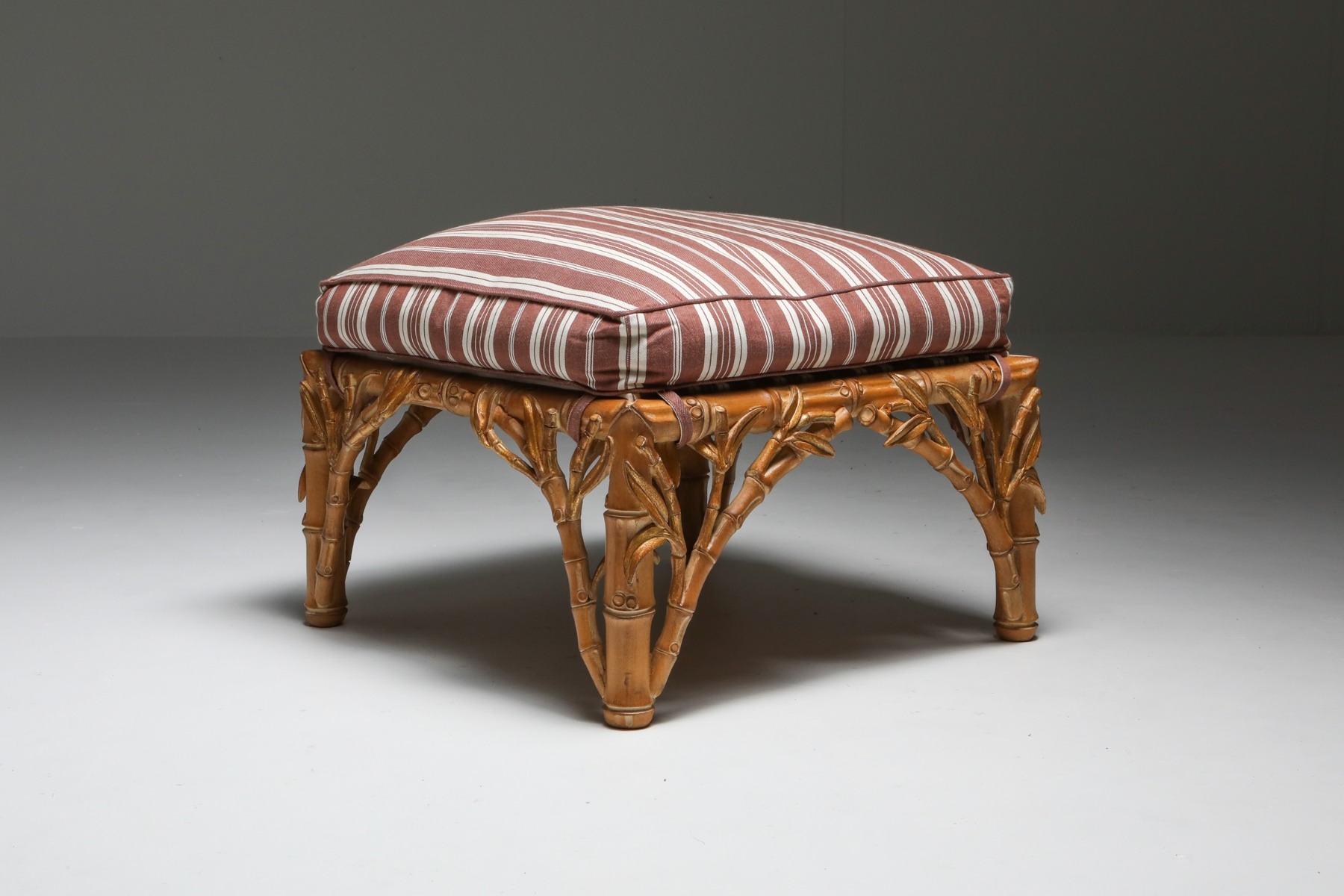 Collectible bamboo ottomans by Arpex from the 1970s