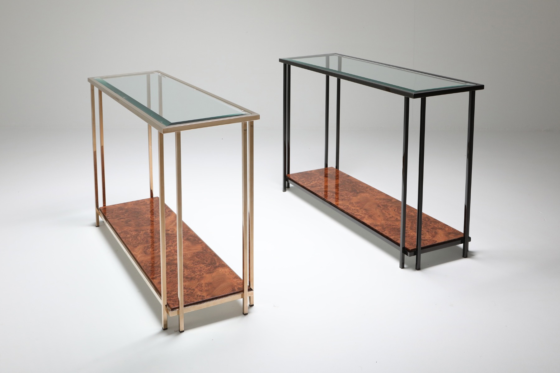 Collectible black metal console table from the 1980s
