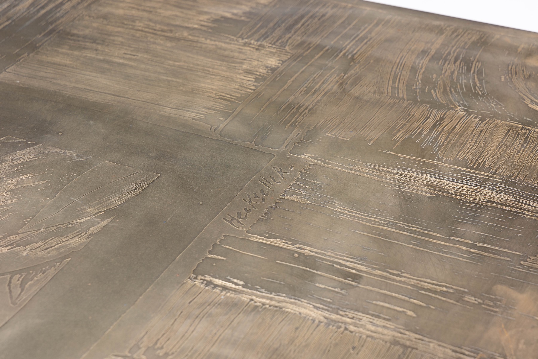 Collectible brass coffee table by Christian Heckscher from the 1970s