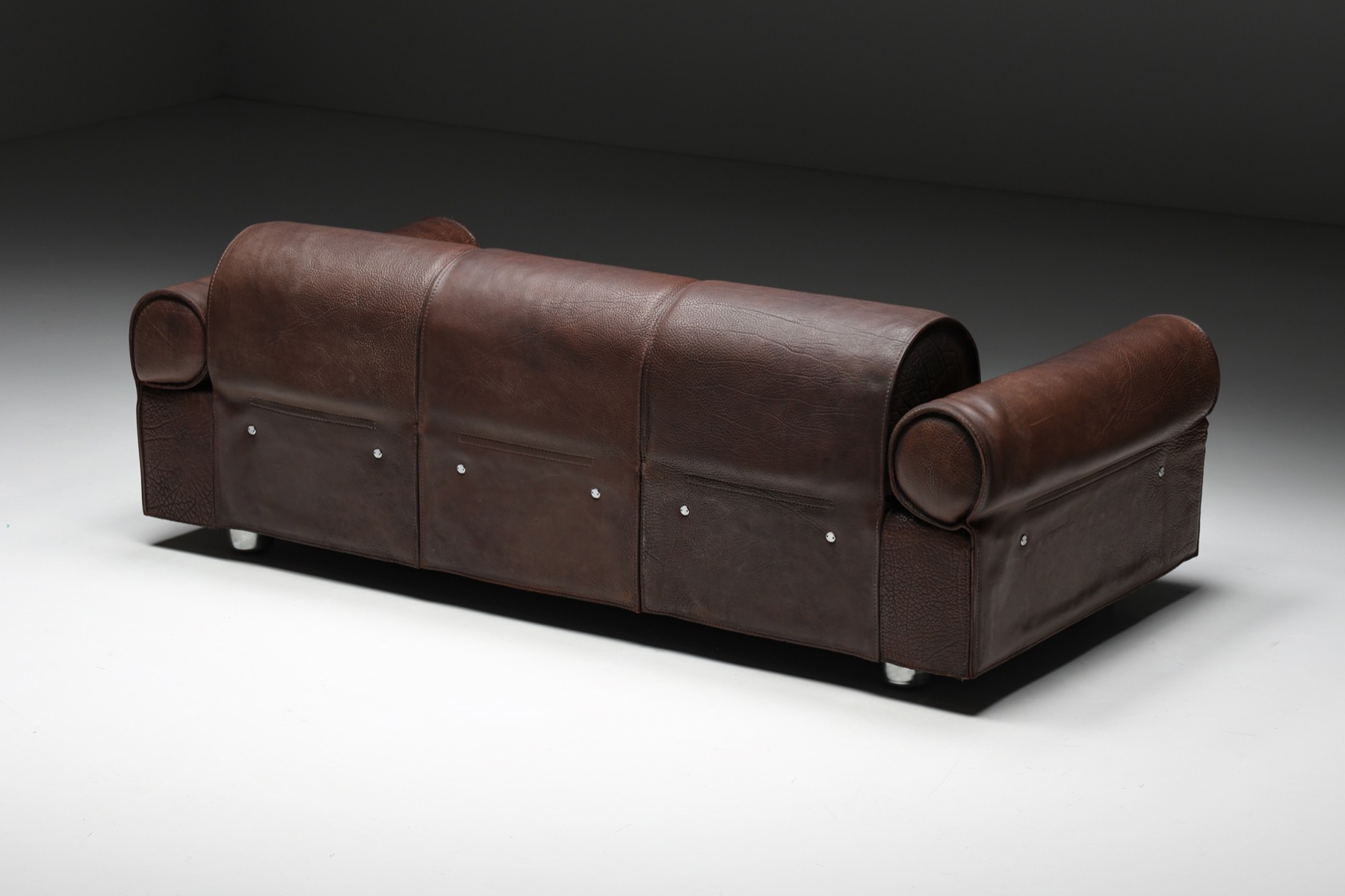 Collectible Marzio Cecchi buffalo leather sofa from the 1970s