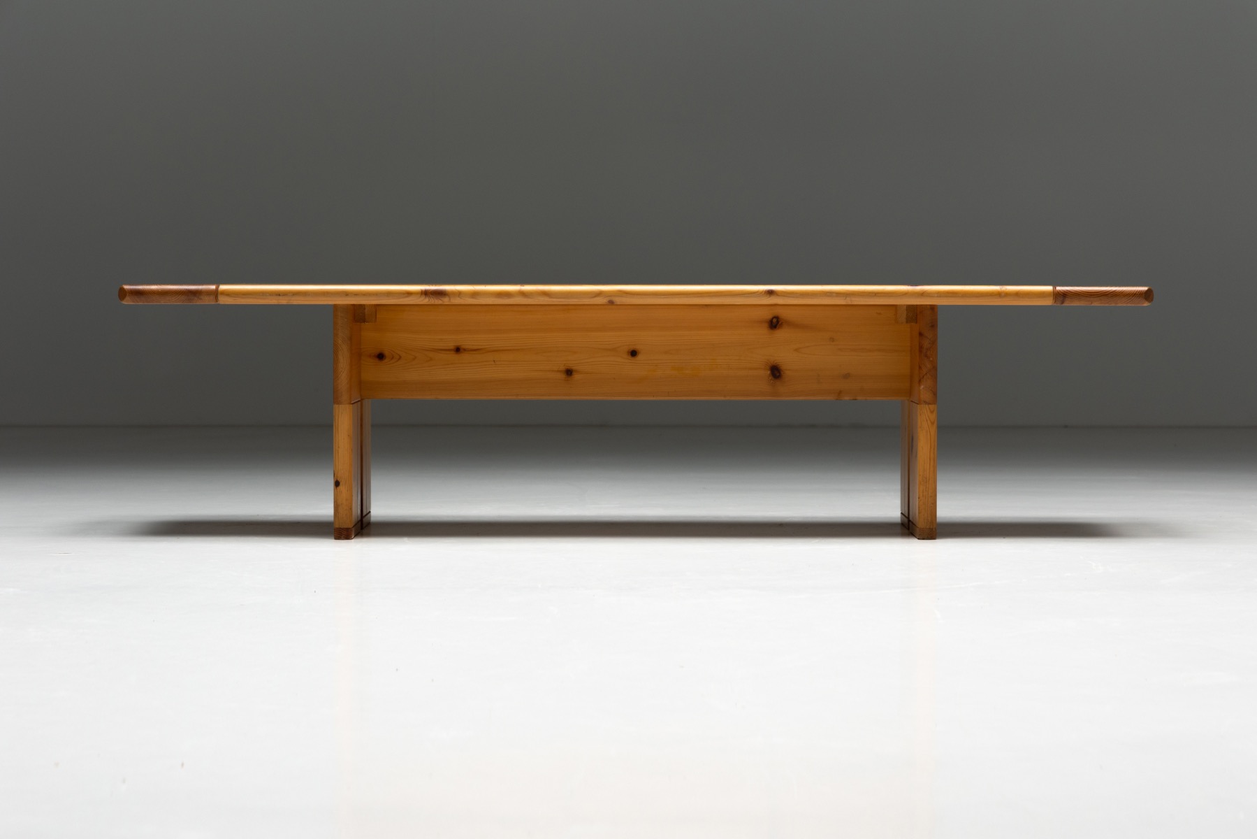 Collectible Silvio Coppola bench in pine wood from the 1970s