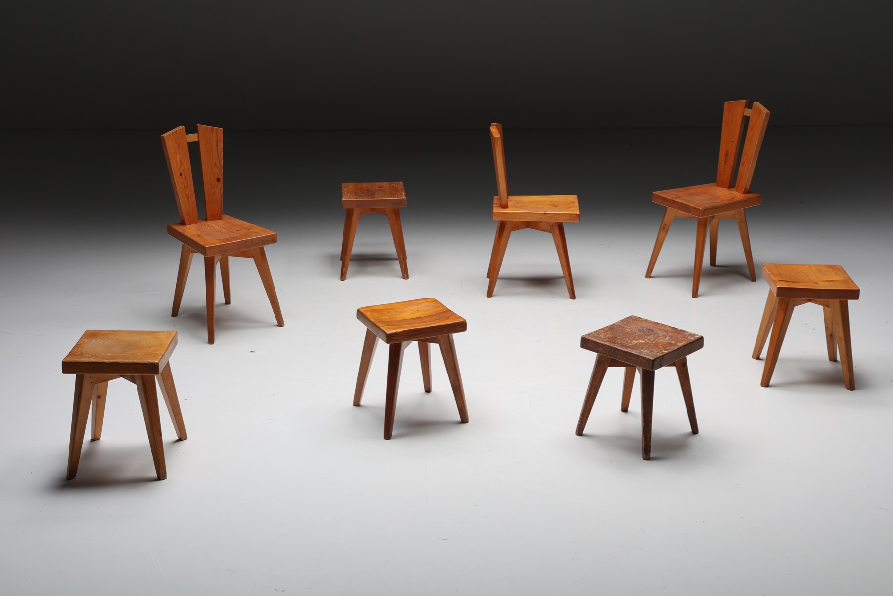 Designer dining chairs by Christian Durupt and Charlotte Perriand from 1969