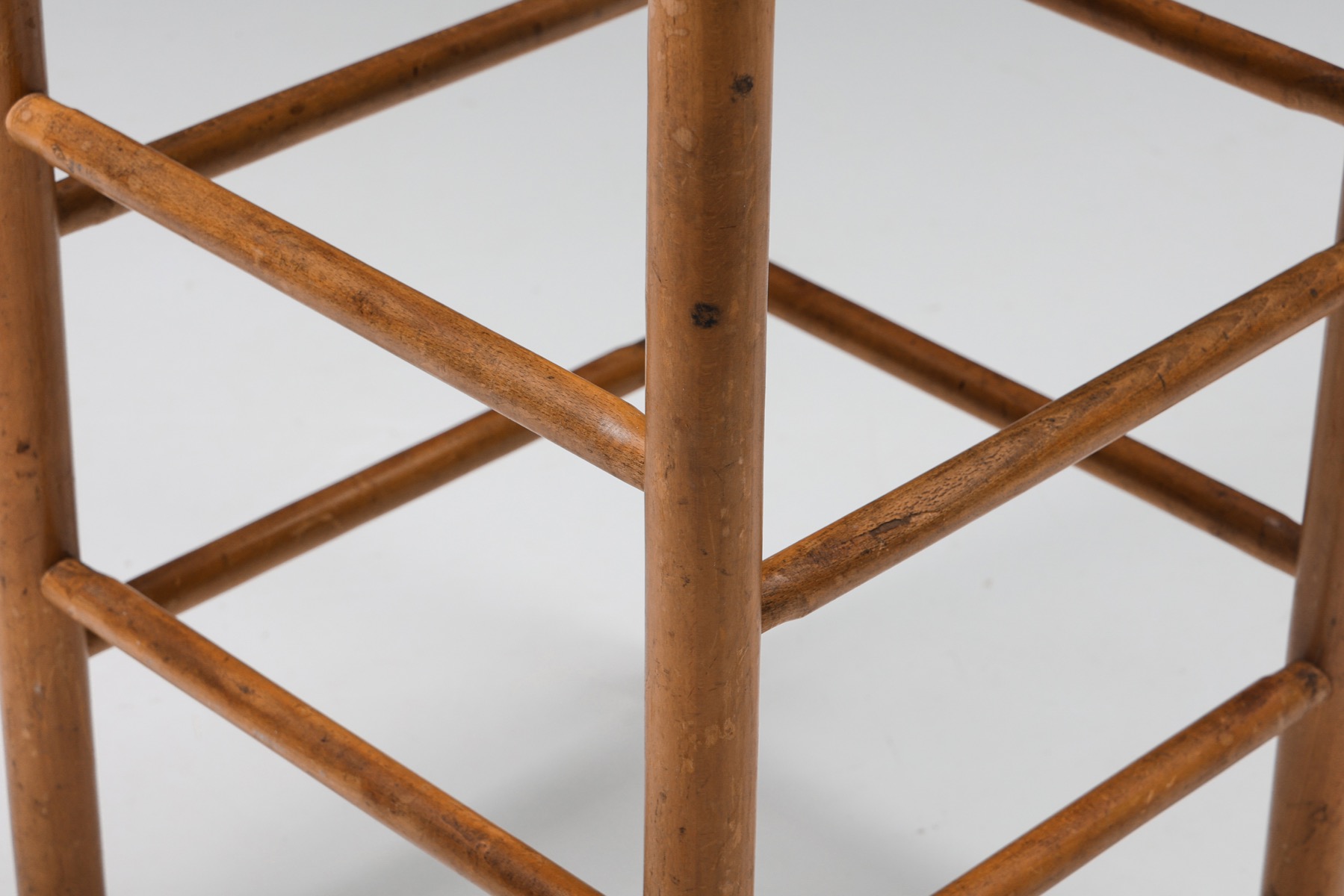 Collectible French barstool in leather and wood from the 1950s