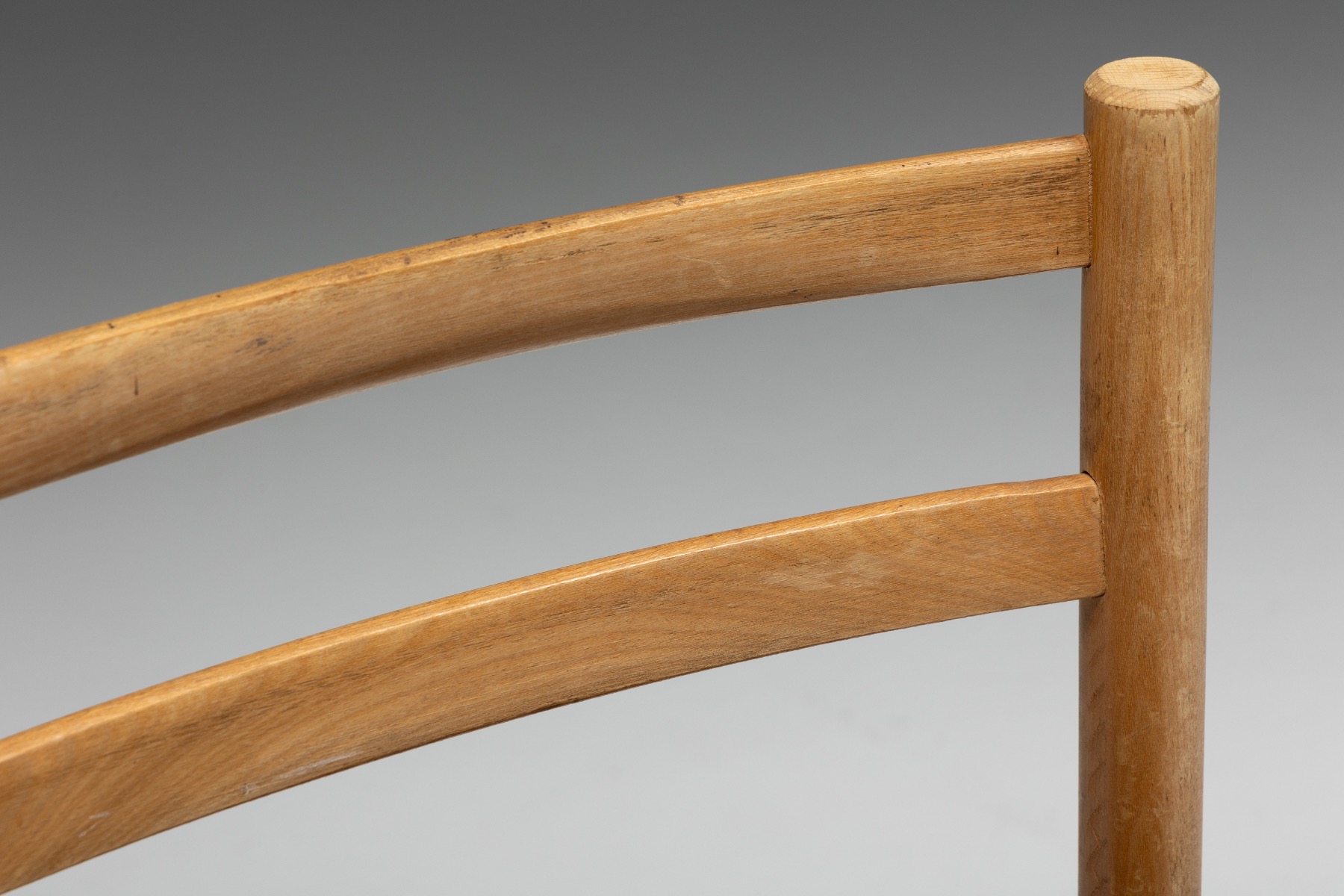 Collectible French dining chairs in leather and wood from the 1950s