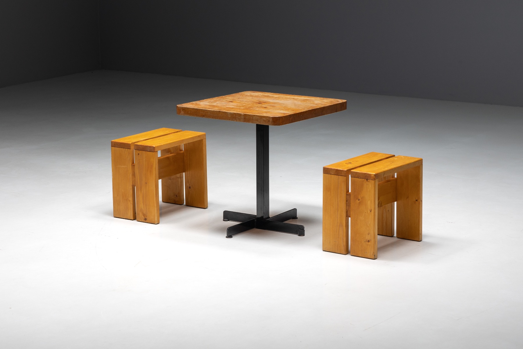 Collectible Les Arcs square table by Charlotte Perriand