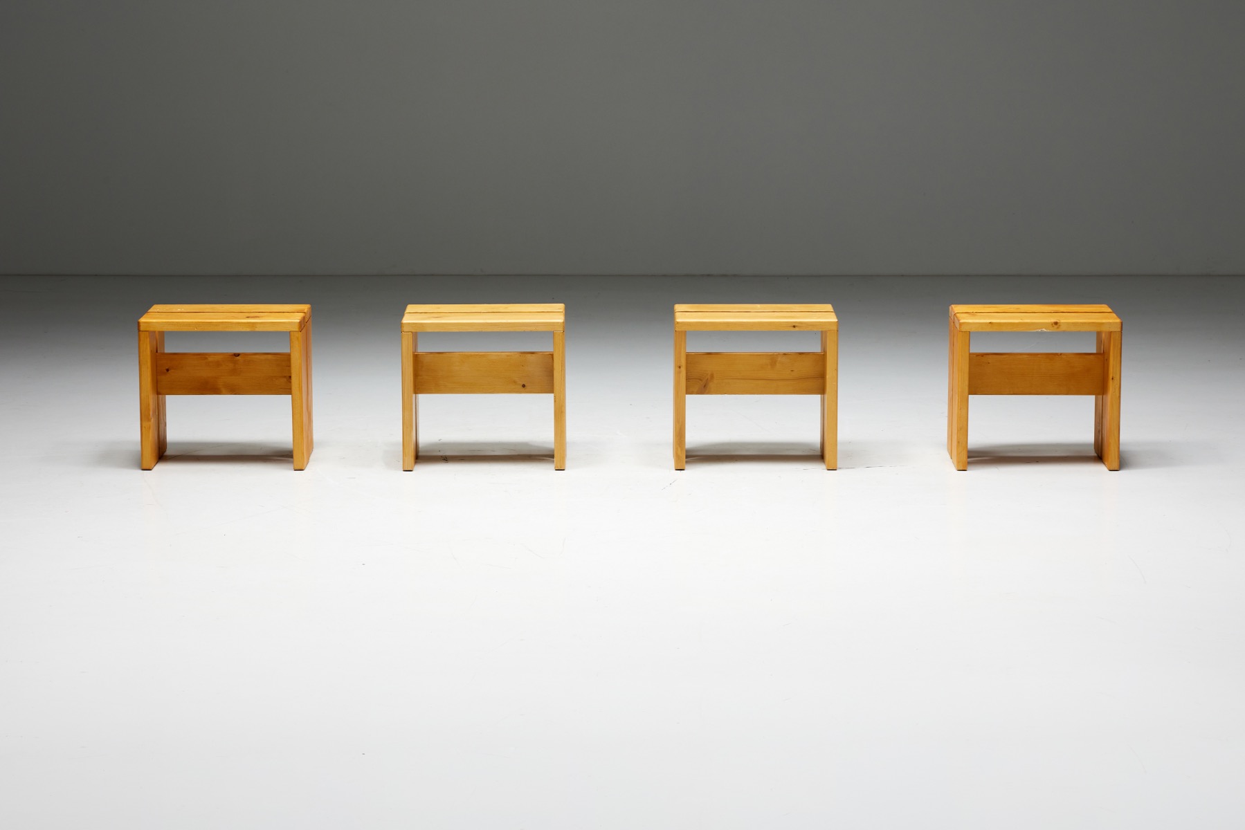 Collectible Les Arcs stools by Charlotte Perriand from the 1960s