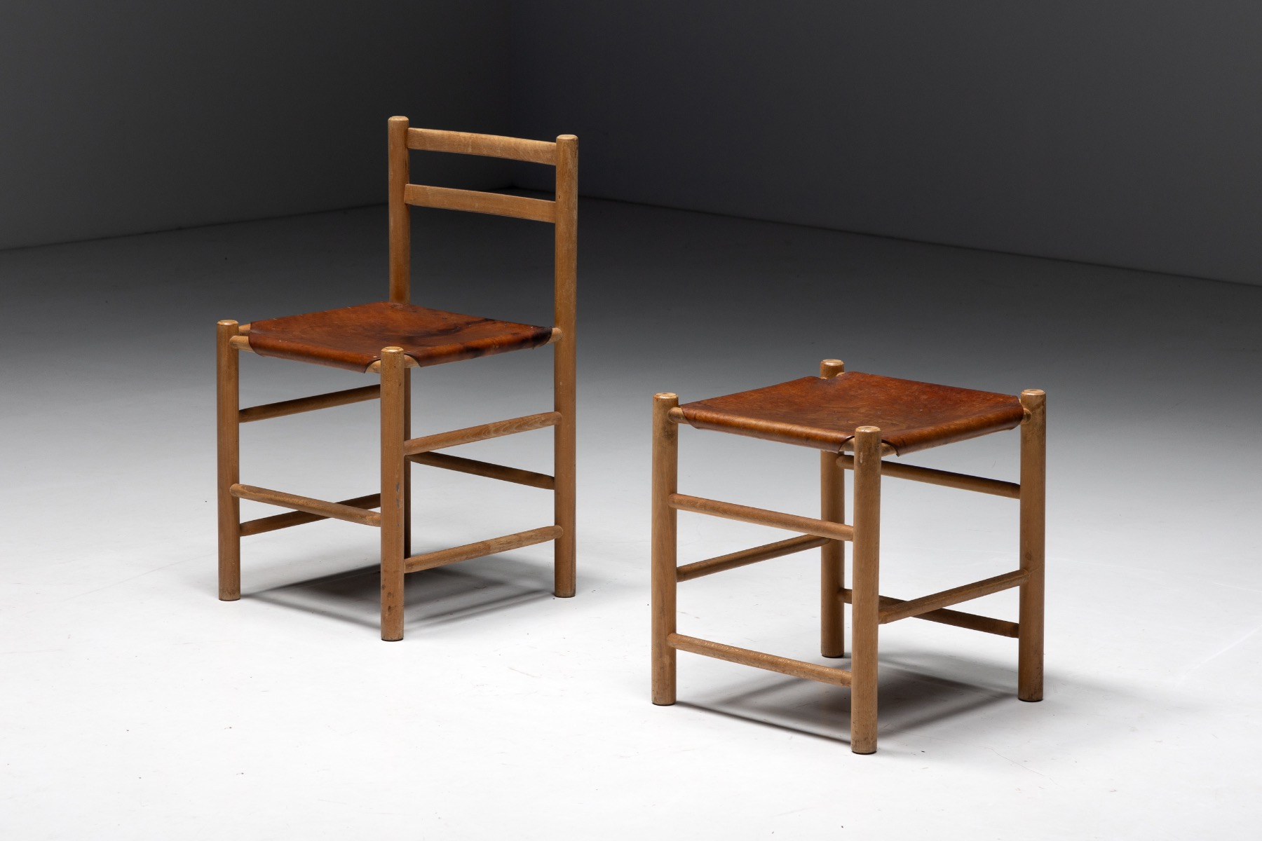 Collectible low stools from the 1950s modern style