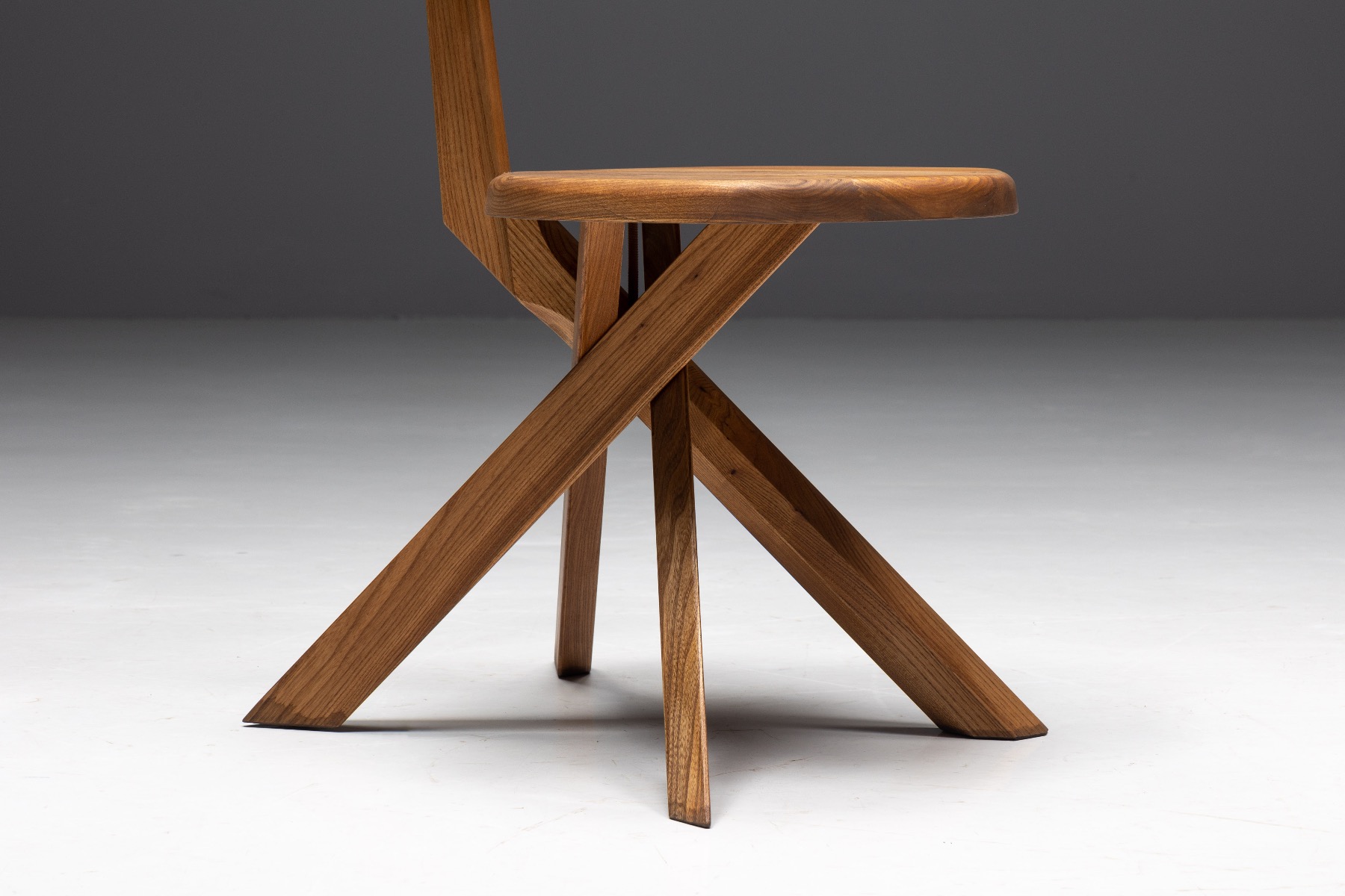 Collectible S34 dining chairs by Pierre Chapo 1960s
