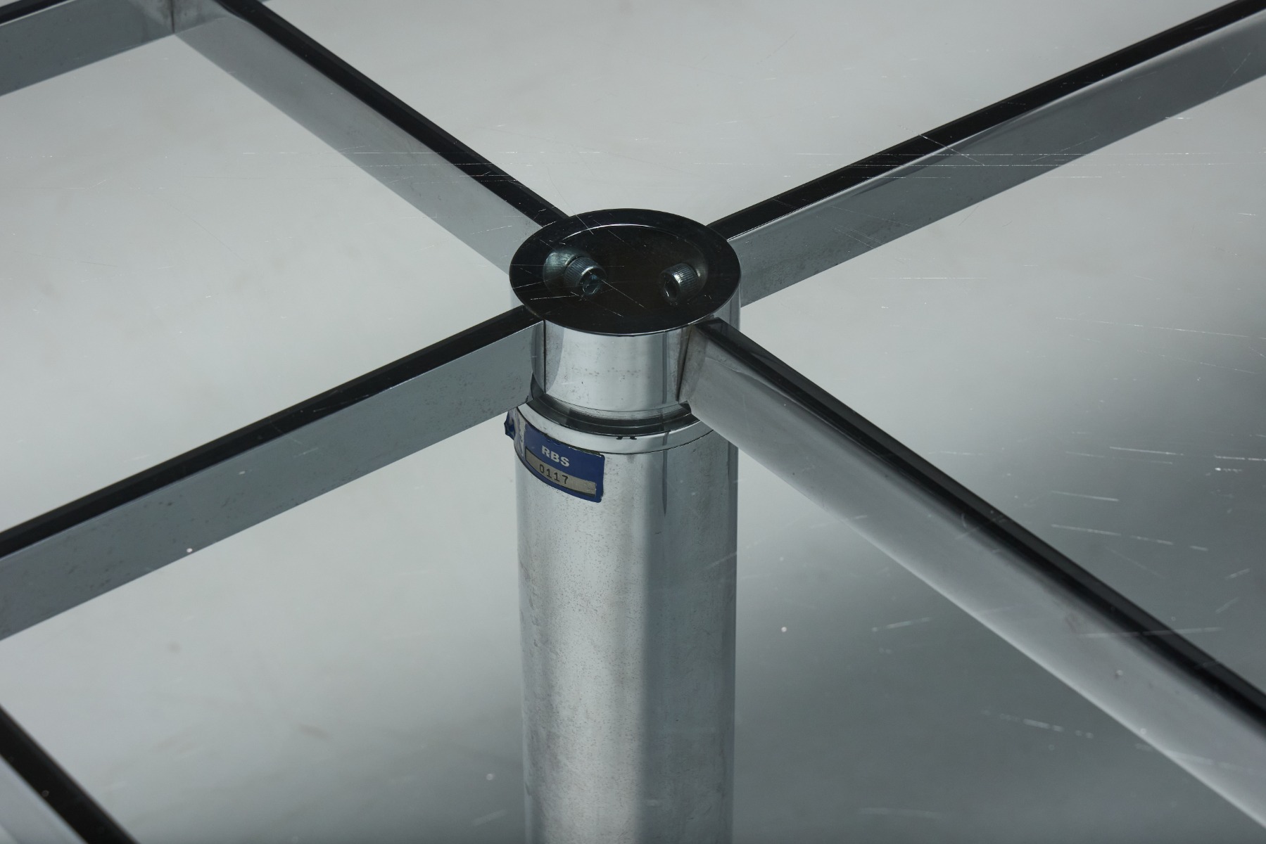 Collectible chrome dining table by Tobia Scarpa from the 1970s