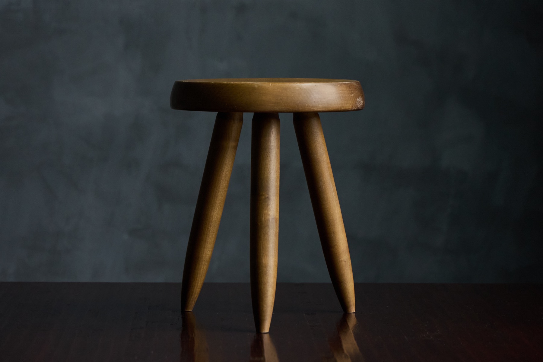 Minimalist wooden Berger stool France 1965
