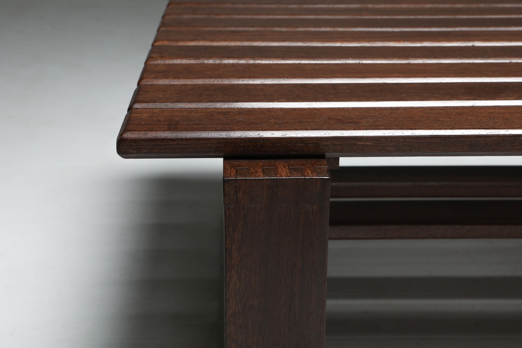 Collectible wenge slatted coffee table from the 1960s