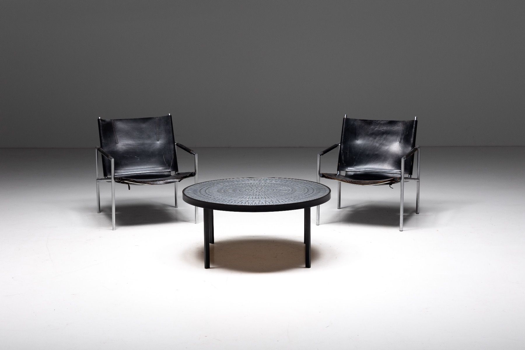 Decorative mosaic coffee table in brutalist look