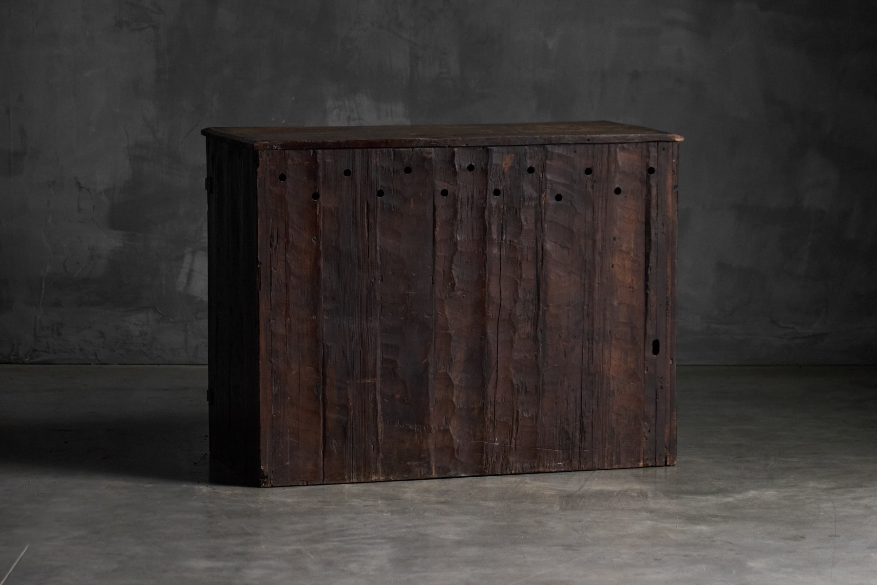 Hand carved antique cupboard with folk character