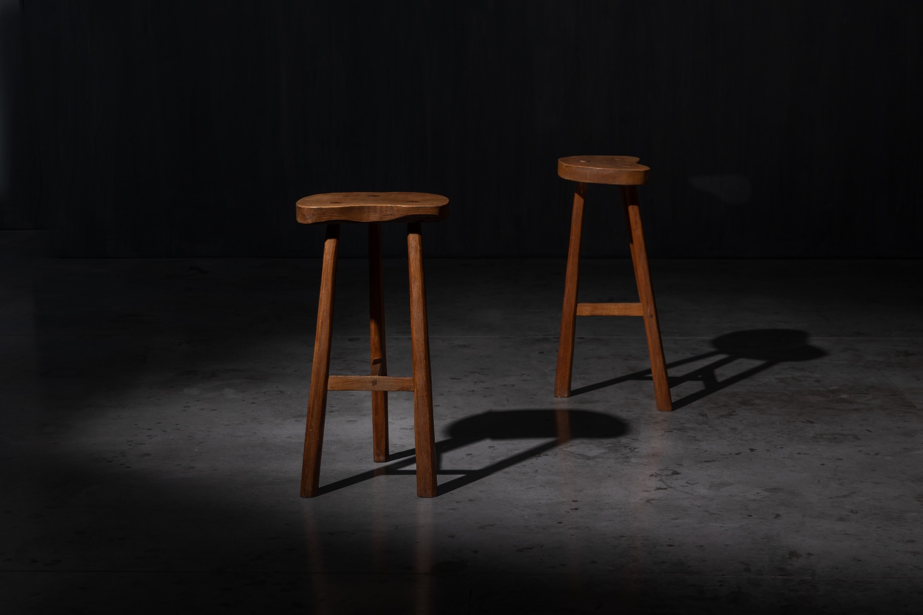 Authentic mid century solid wood bar stools