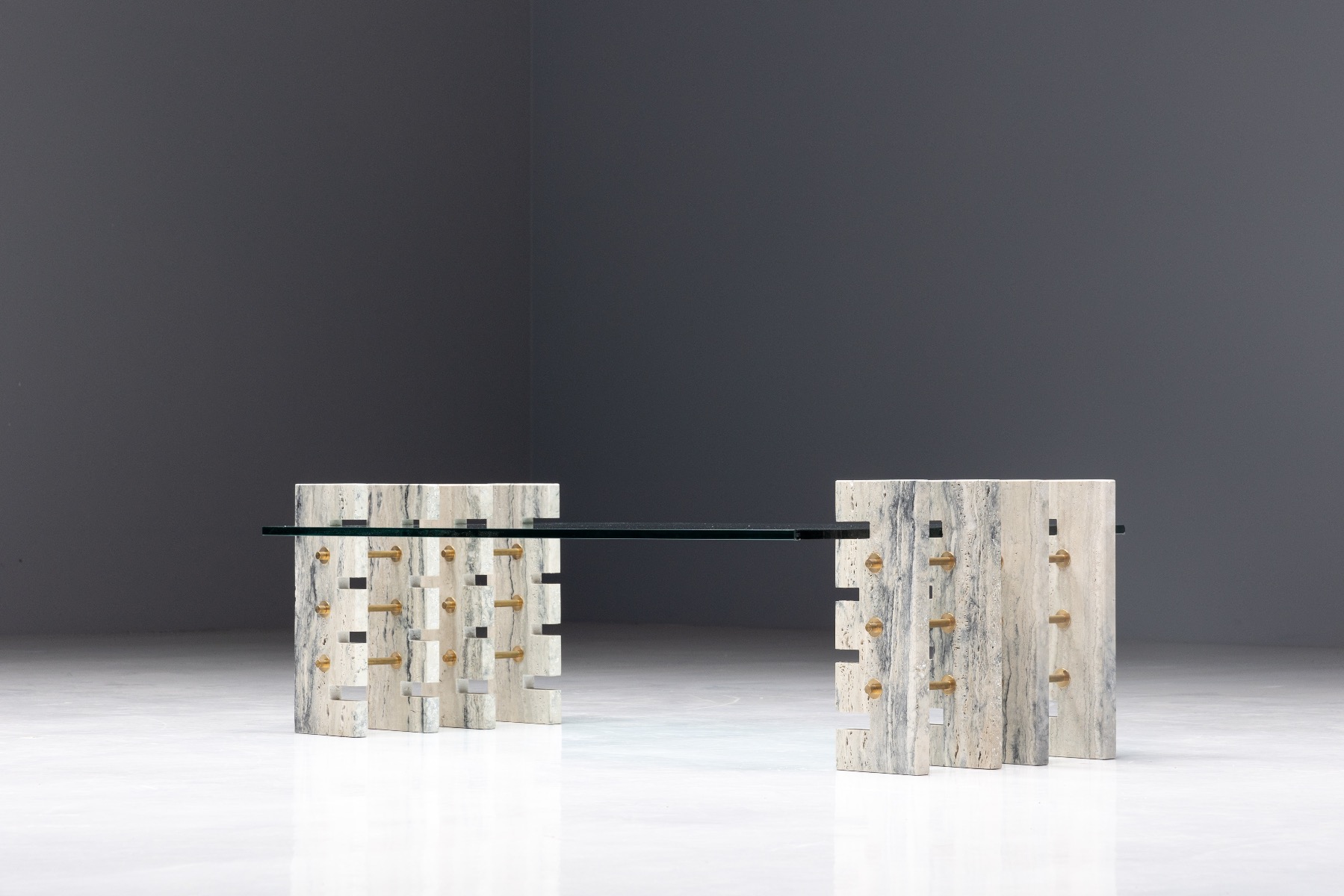High end travertine coffee table Fitzroy model