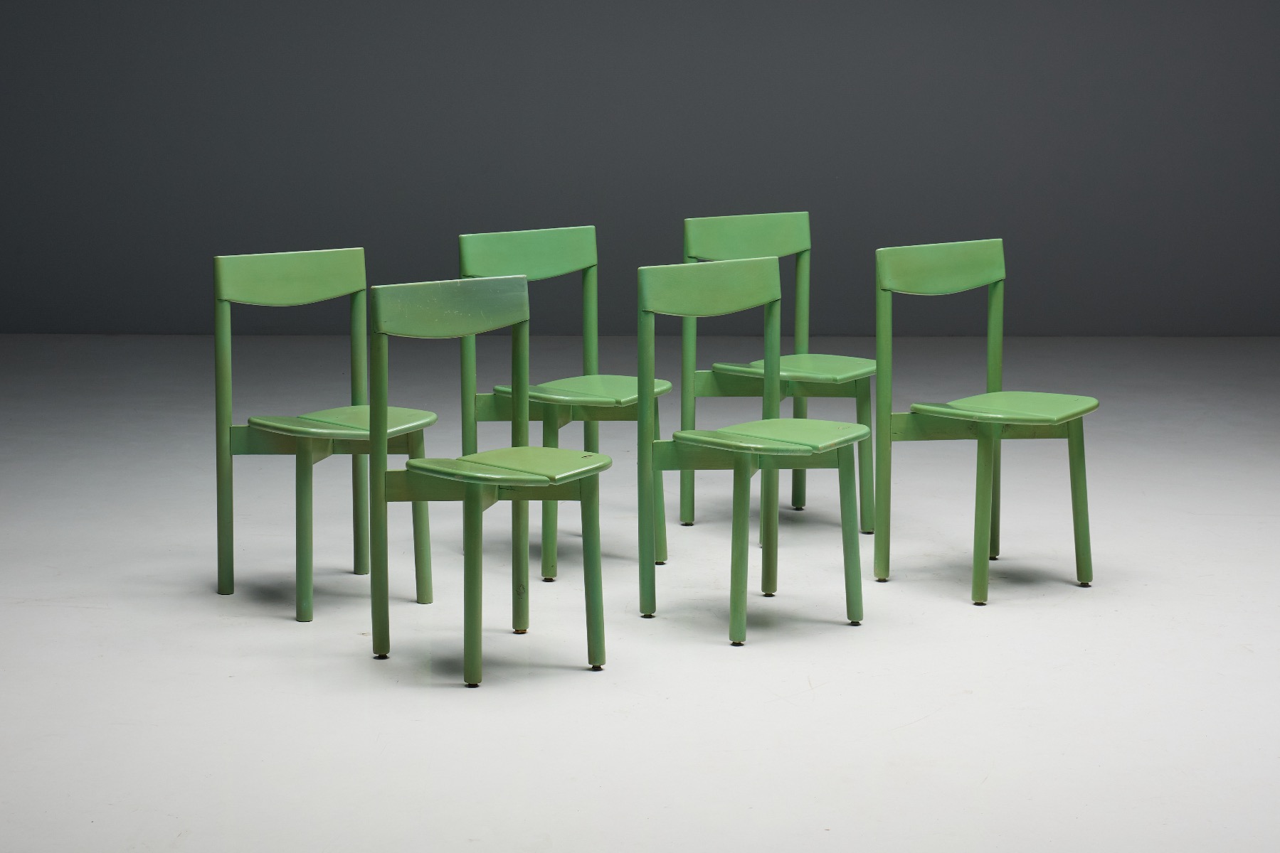 Mid century green dining chair with organic proportions