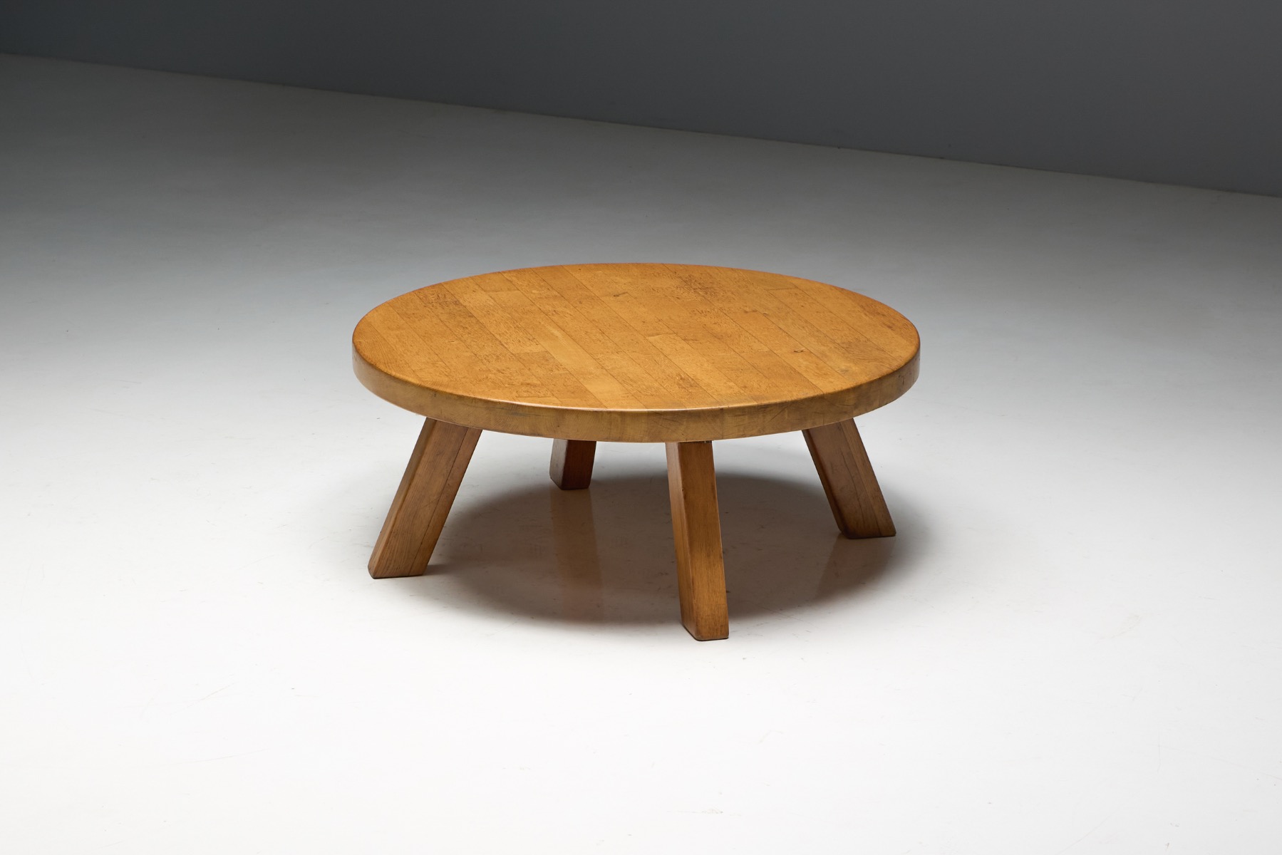Modernist brutalist round coffee table with strong presence