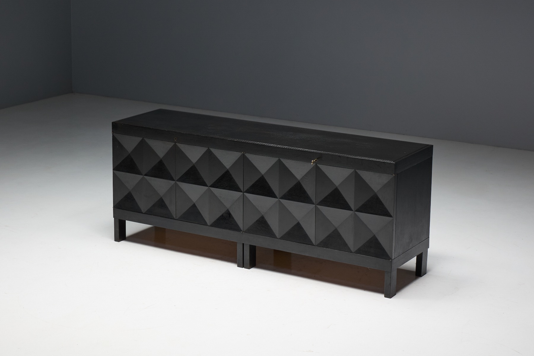 Modernist brutalist sideboard reflecting Belgian design