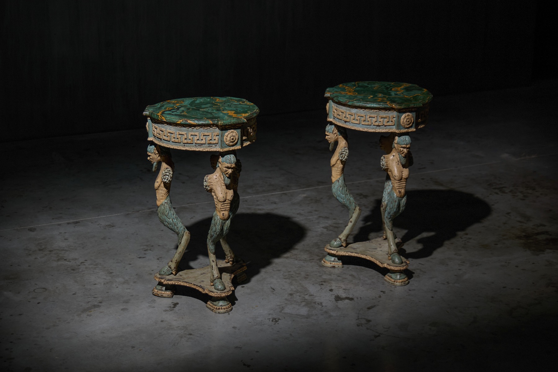 Heritage gueridon table with mythological satyr supports