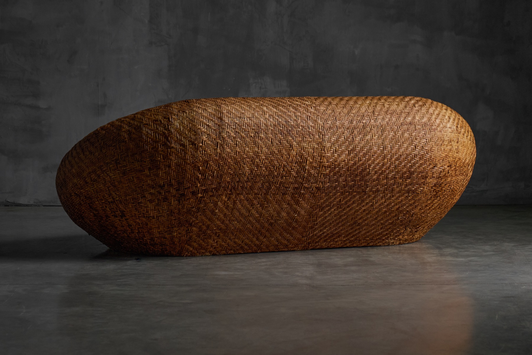 Natural woven wicker sofa from the 1970s