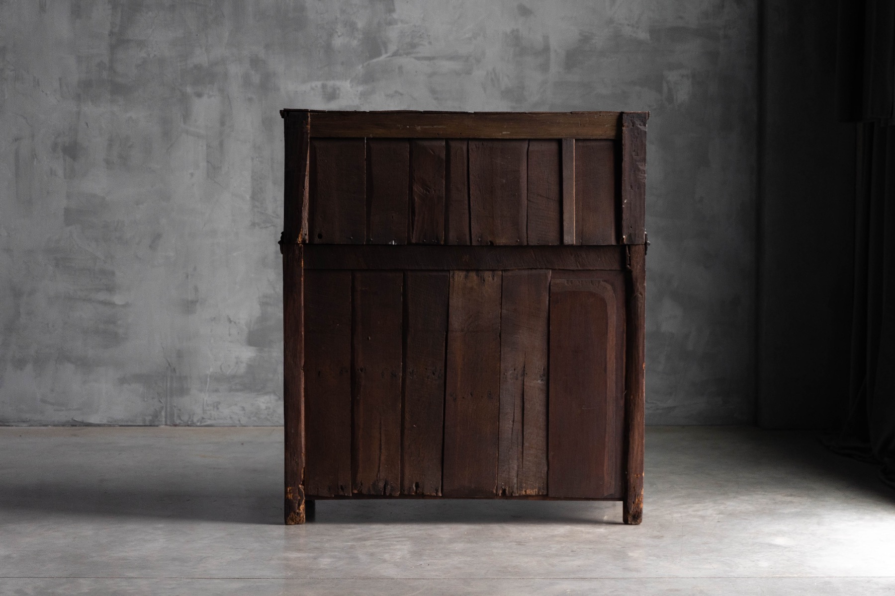 Primitive antique oak cabinet with utilitarian form