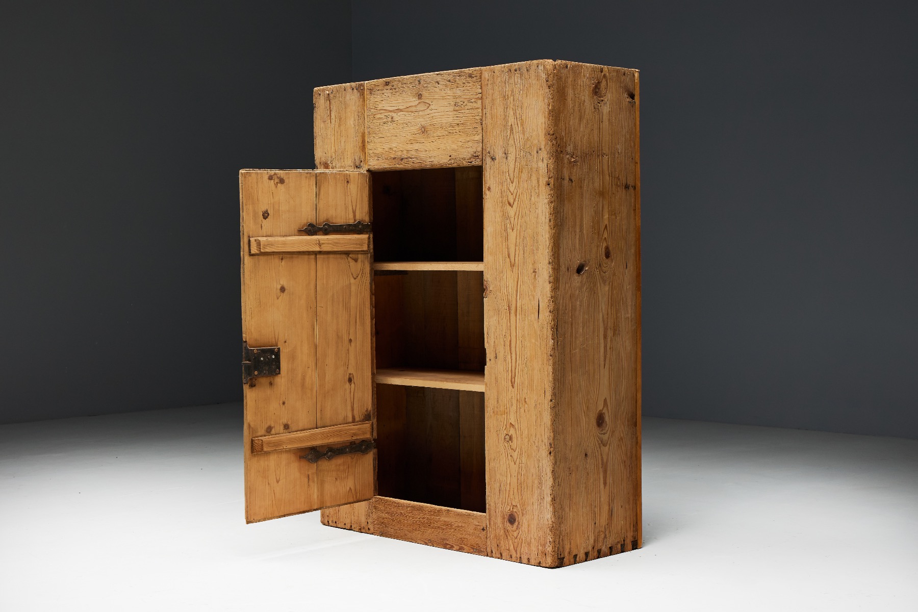 Primitive folk art cabinet with brutalist style