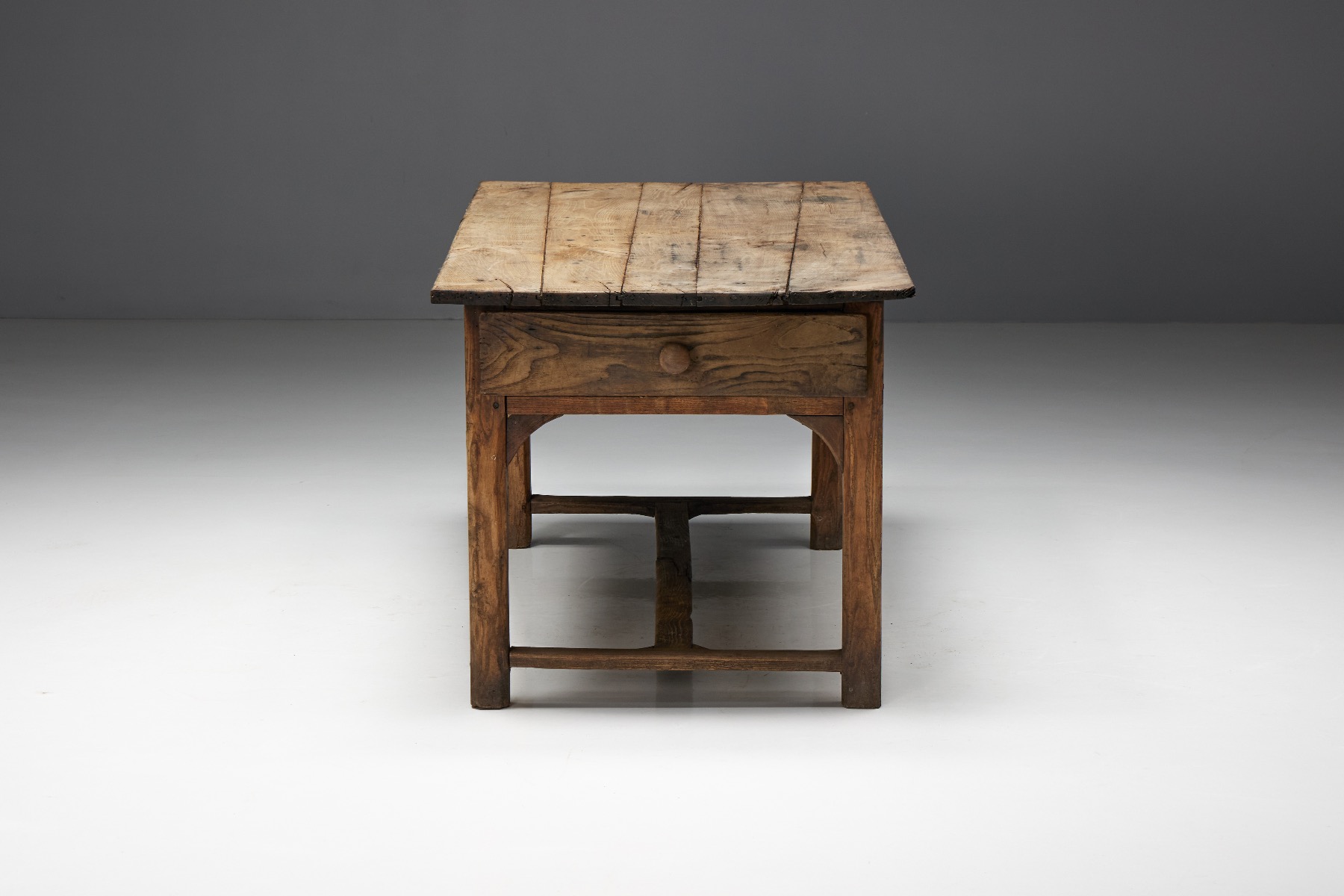 Primitive rural wood dining table 19th century