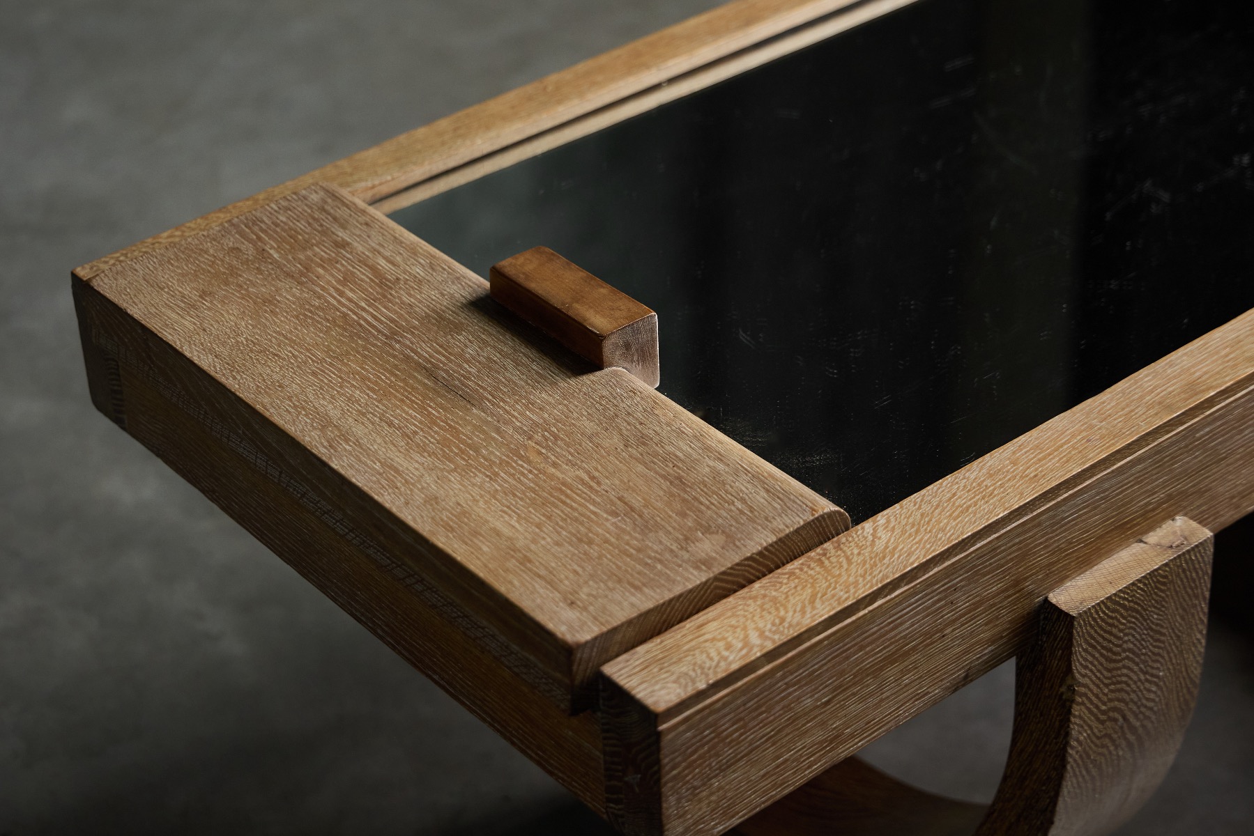 Refined Art Deco coffee table featuring cerused oak