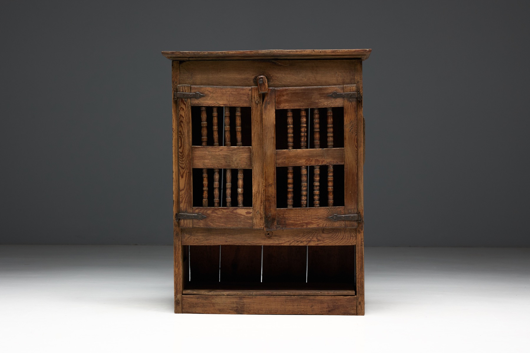 Rural storage pantry cabinet with functional interior
