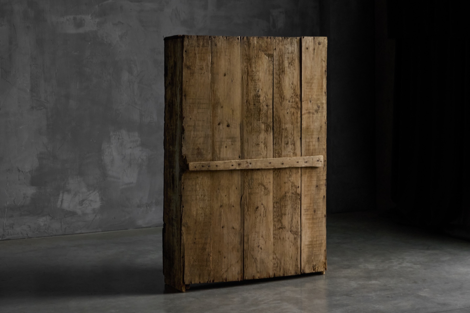 Rustic folk art cupboard from France, 19th century with spacious interior shelving  