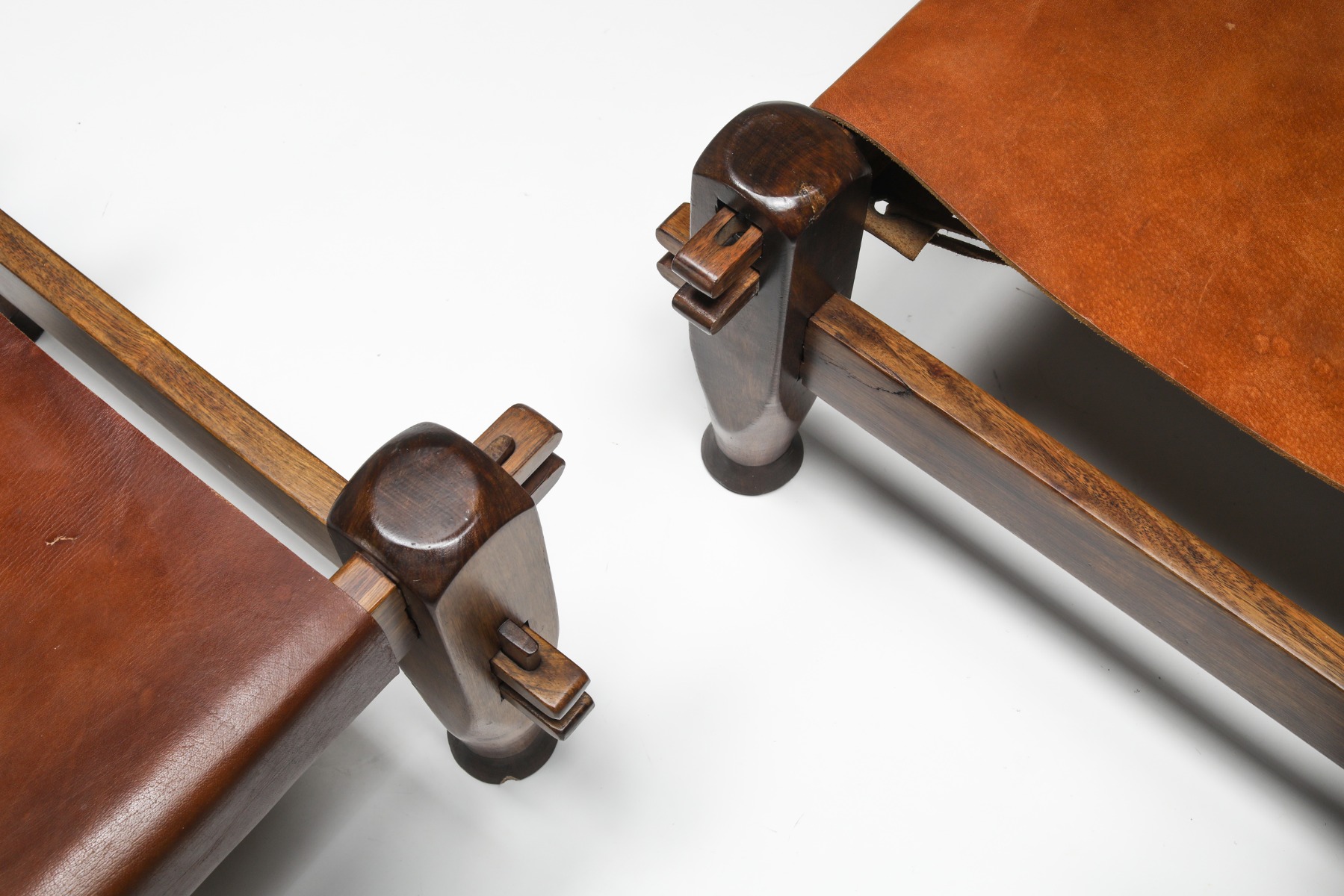 Rustic modern stools in Brazilian brutalist style