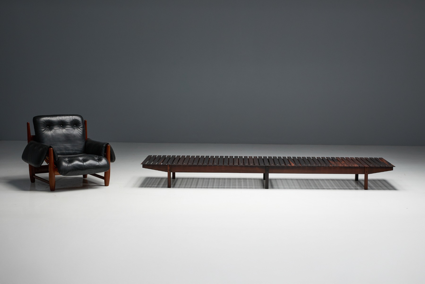 Architectural Brazilian modern bench with clean lines