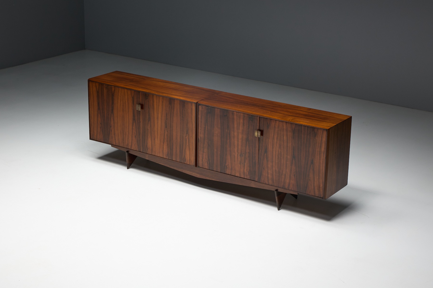 Architectural wooden sideboard designed by Hauner
