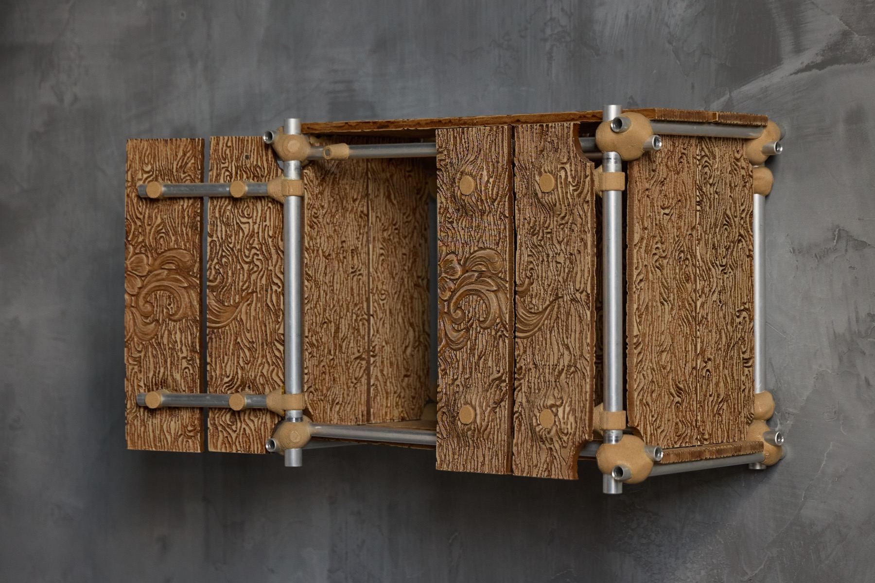 Solid rosewood cabinet designed as a functional sculpture