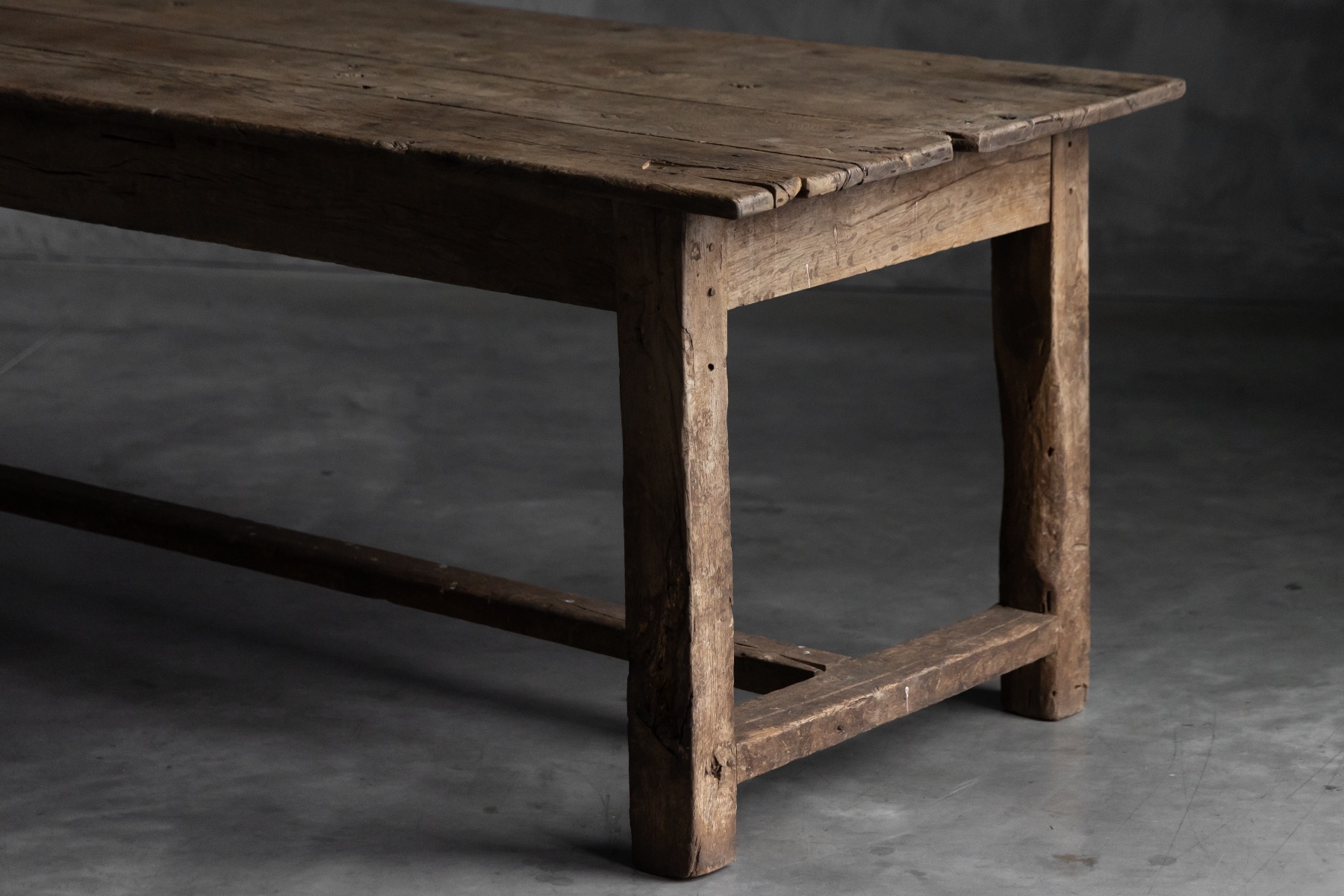 Solid wood farmhouse dining table from the 19th century