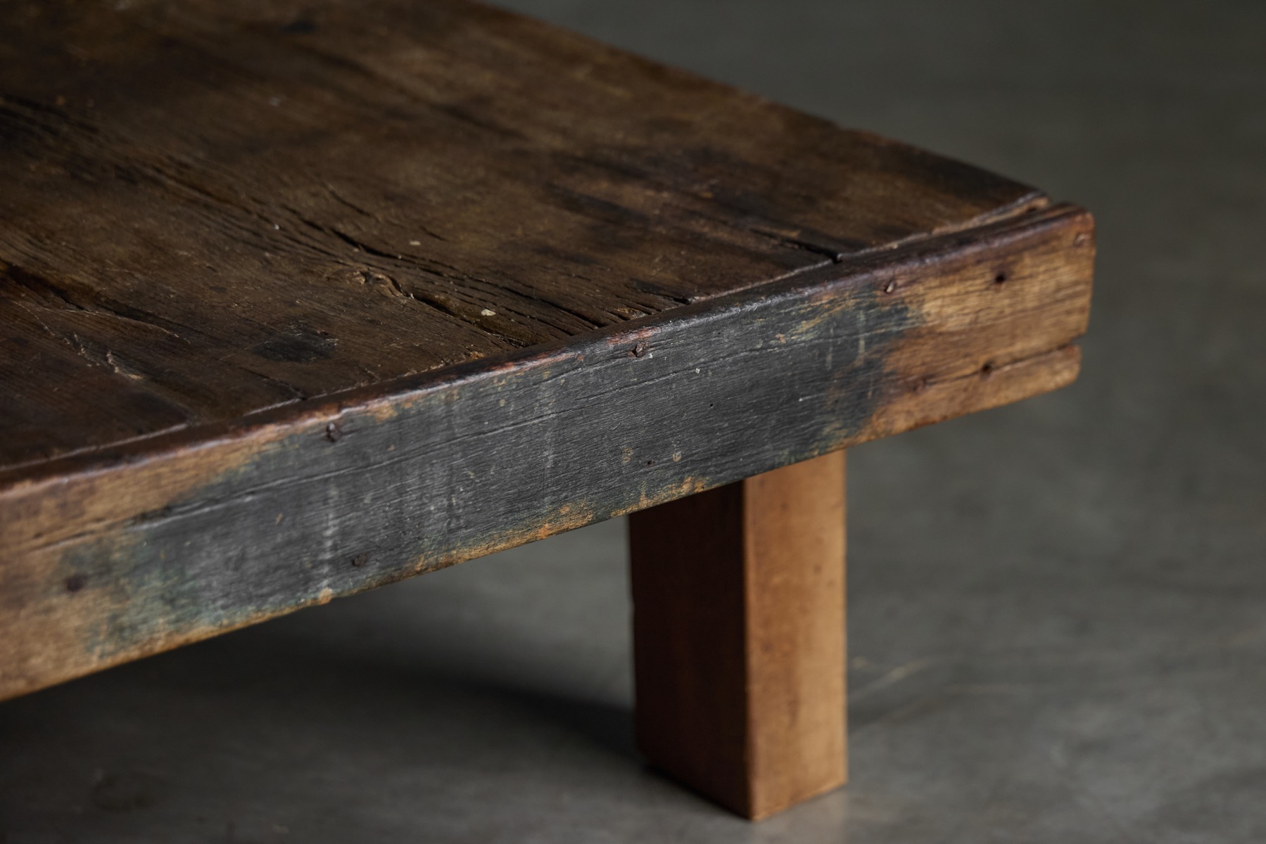 Solid wood low farmhouse coffee table from the 19th century