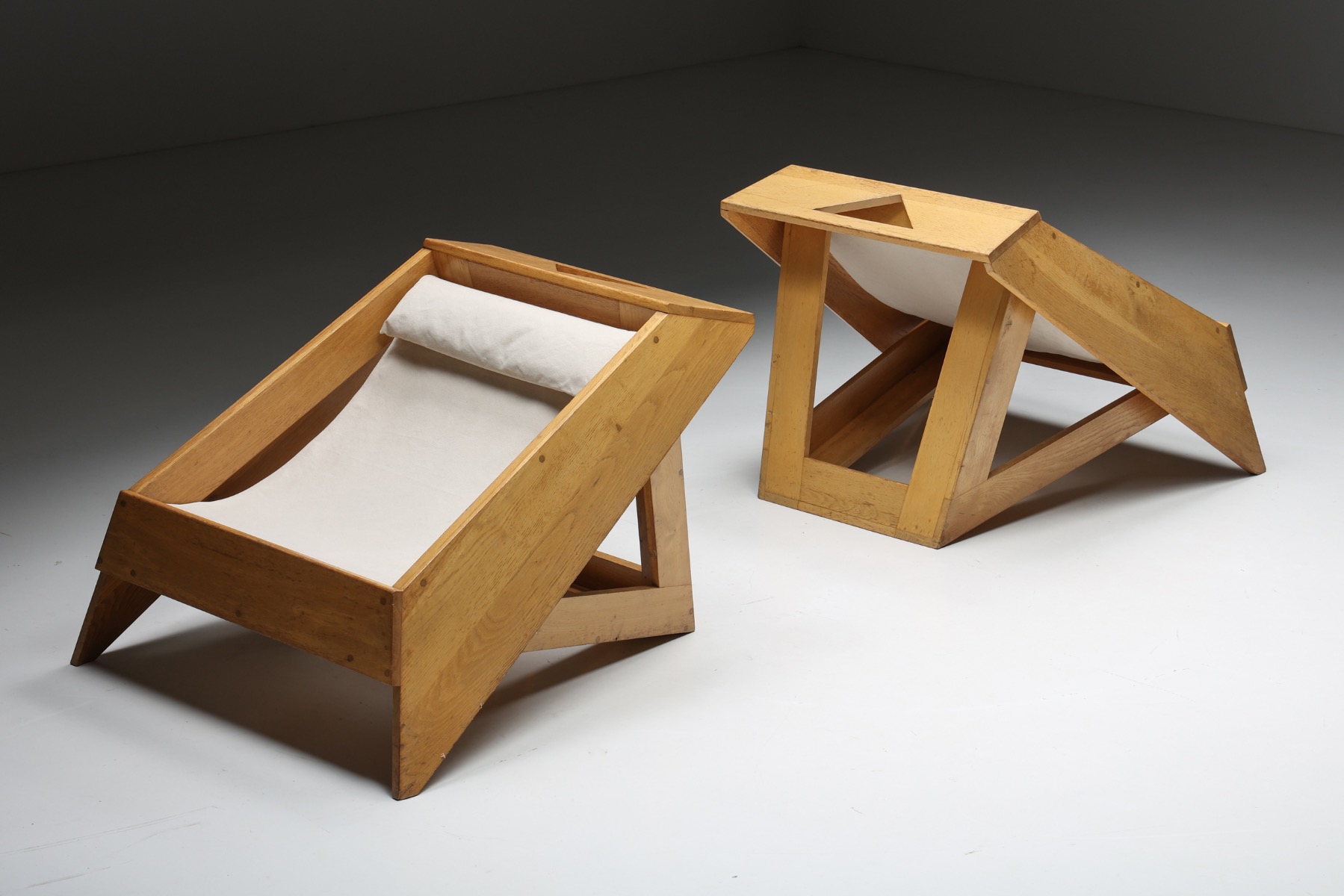 Collectible modernist wood lounge seating