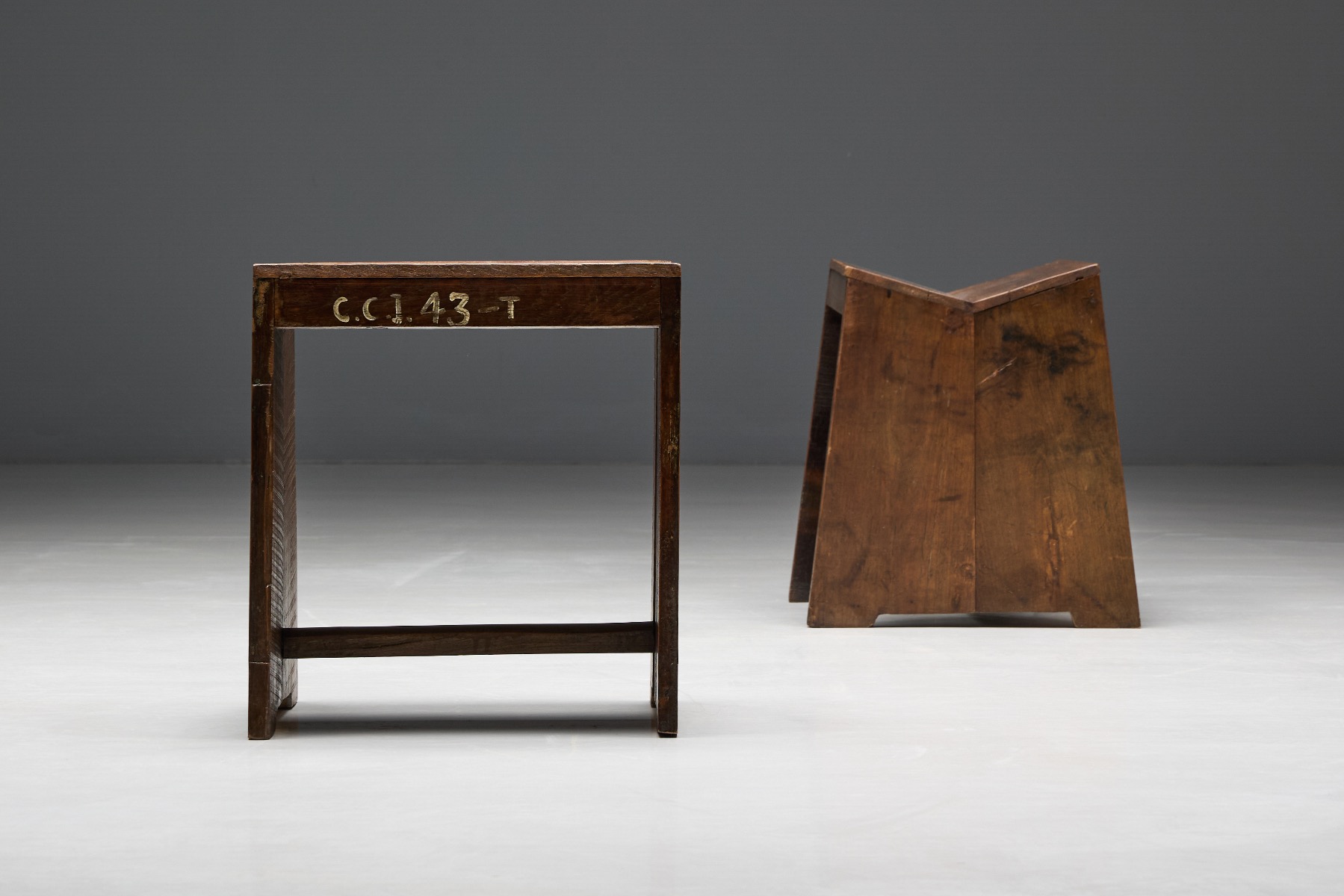 Teak sewing stool by Pierre Jeanneret