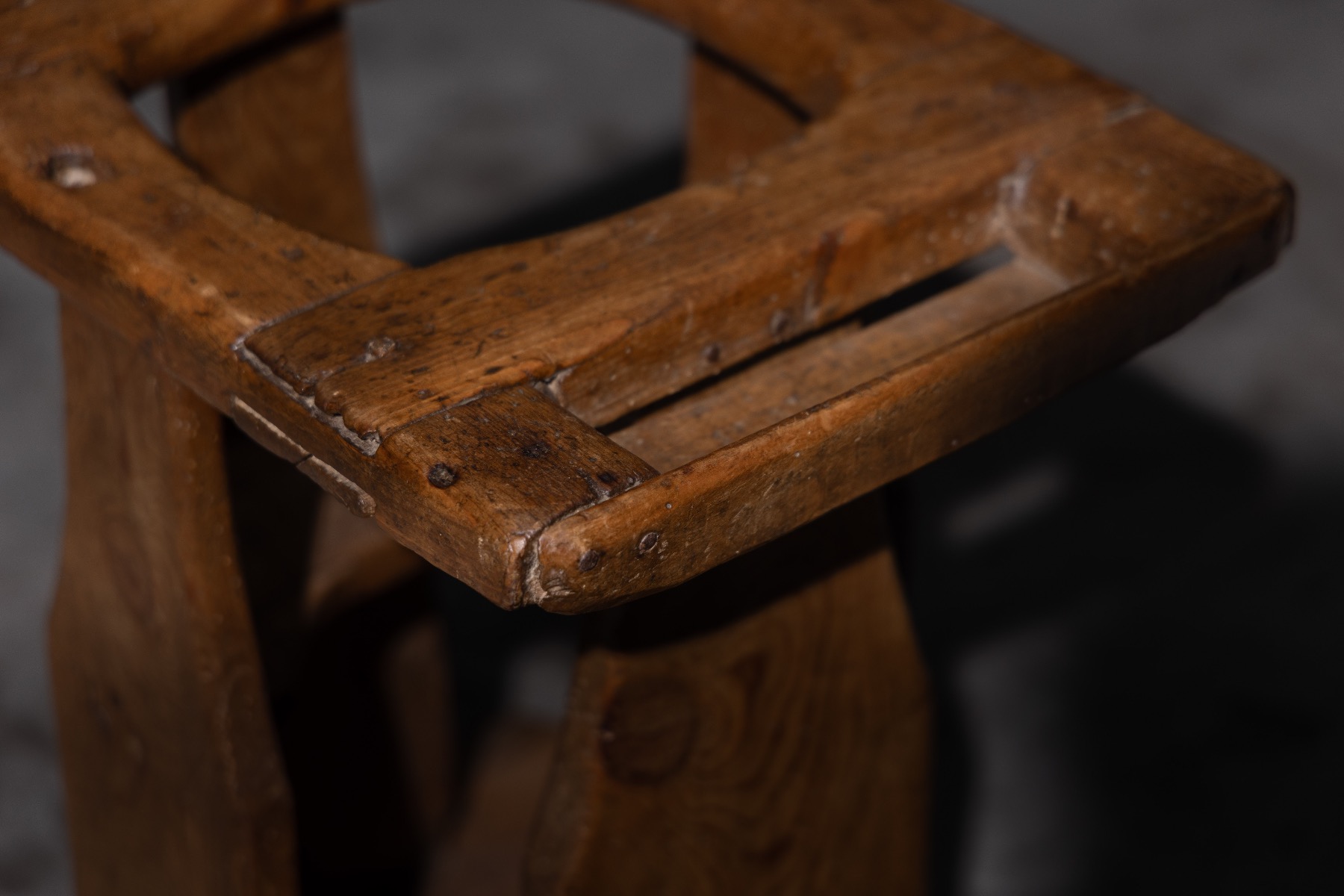 Timeworn wooden artifact with sculptural presence