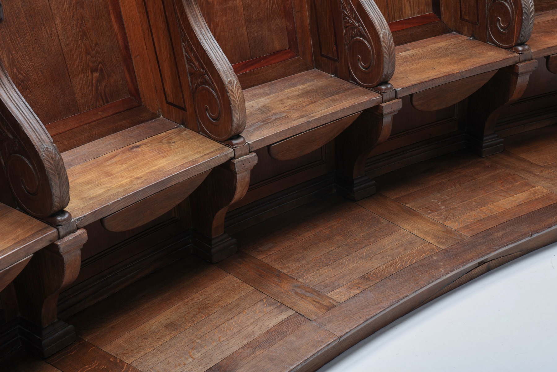 Traditional Flemish church pews in solid wood