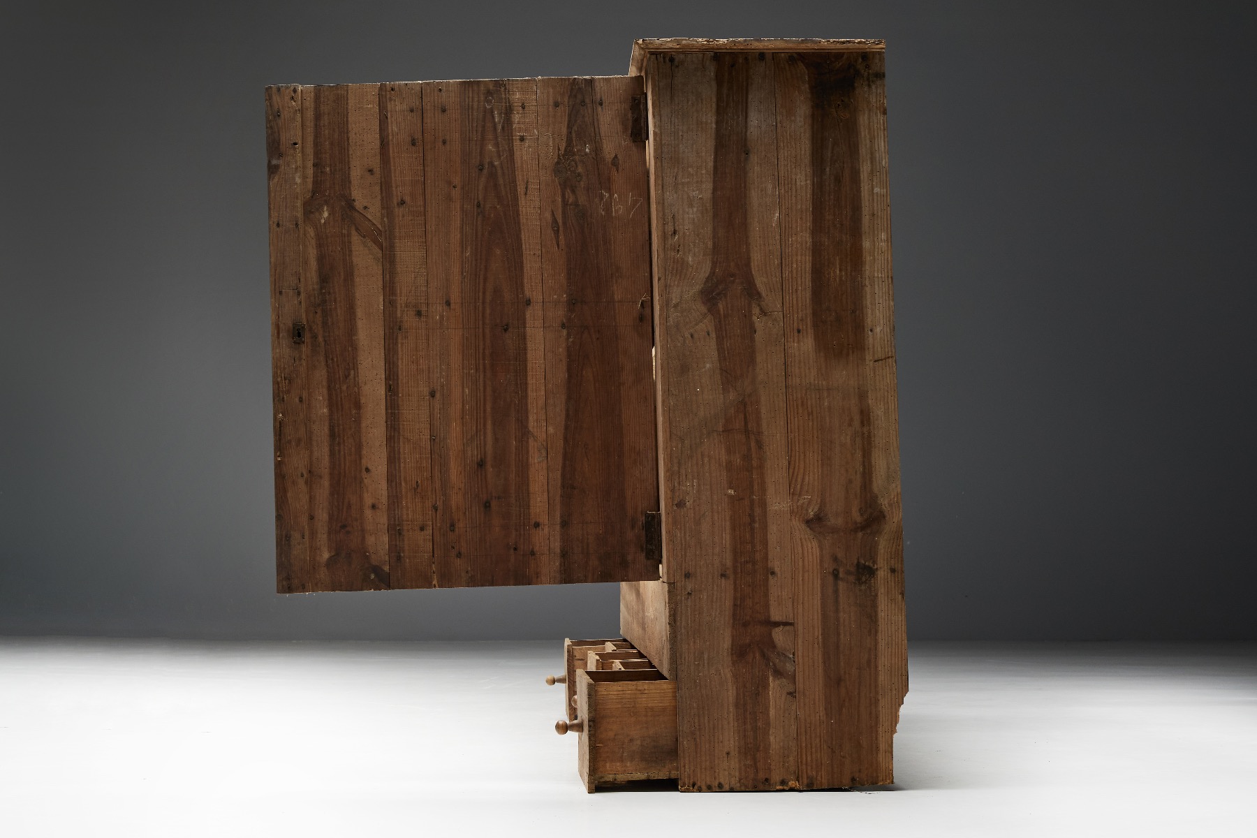 Traditional French folk cupboard in solid wood