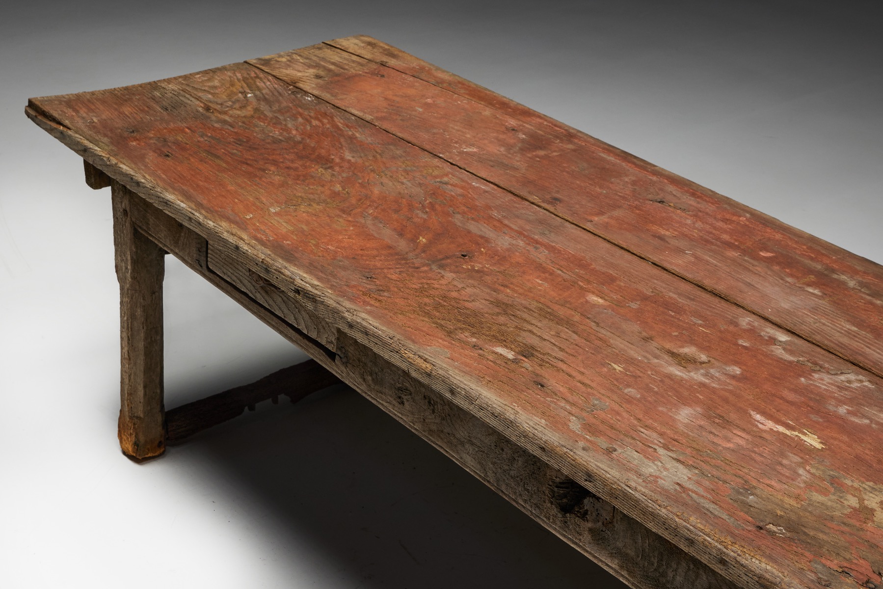 Traditional French folk dining table in solid wood