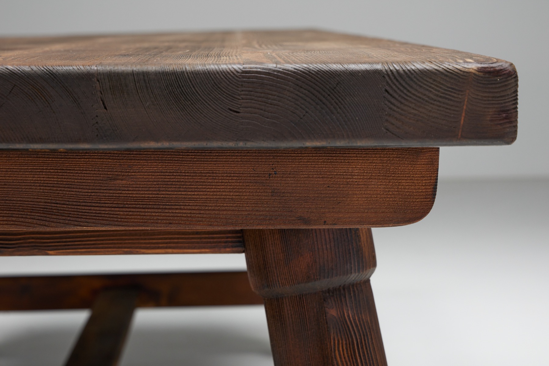 Traditional French folk dining table in solid wood