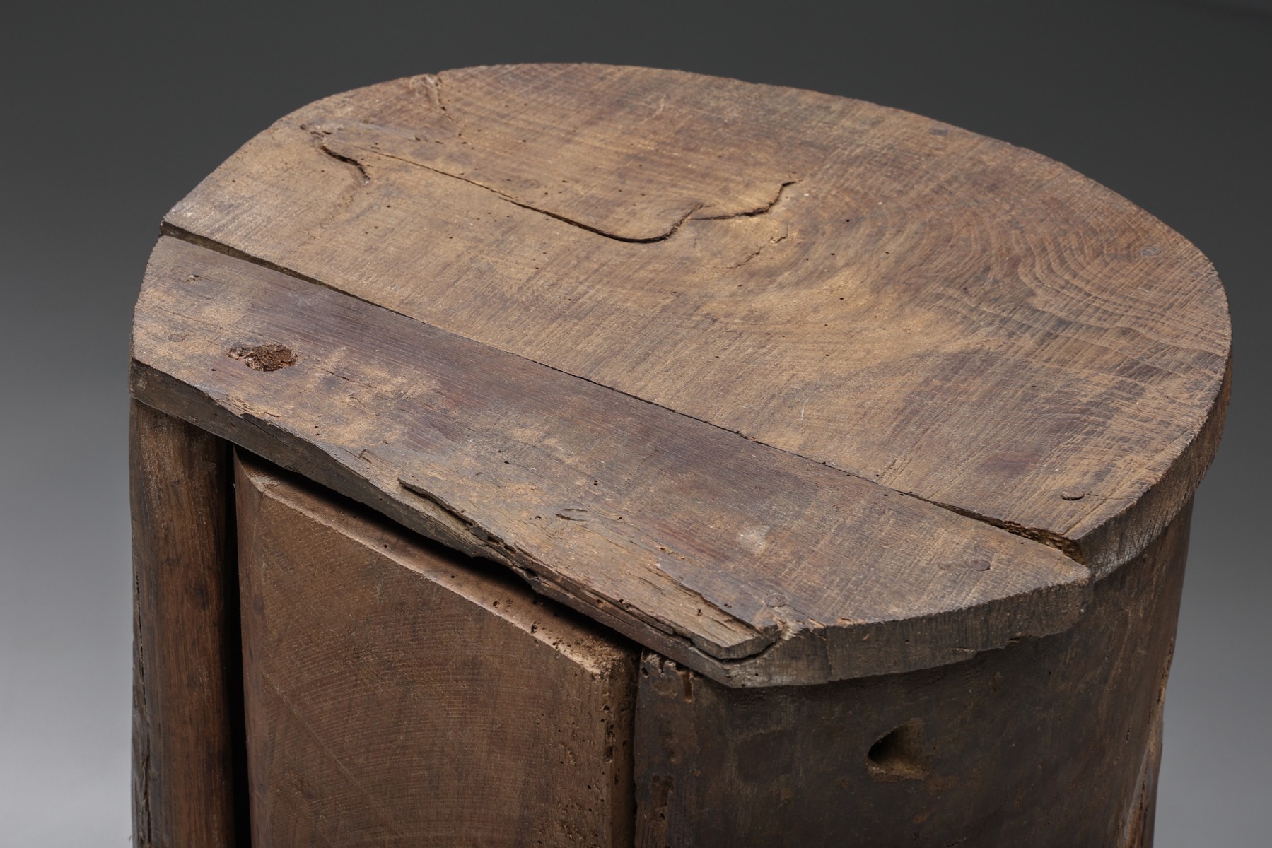 Traditional French folk monoxylite cabinet from Ardeche