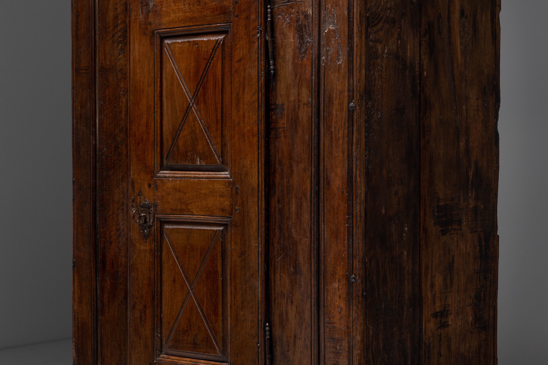 Traditional wooden cabinet in primitive style