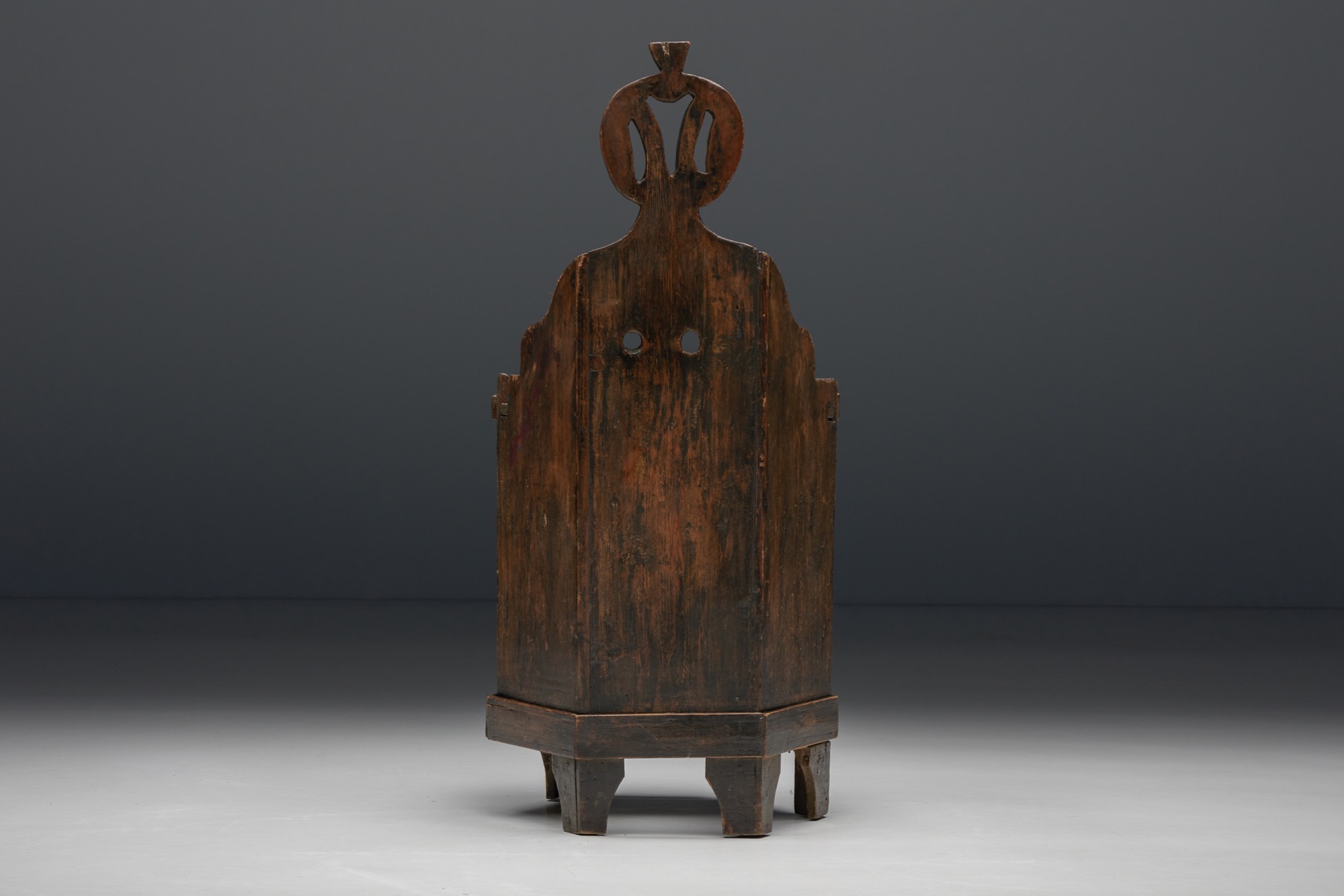 Traditional wooden child chair with hidden space